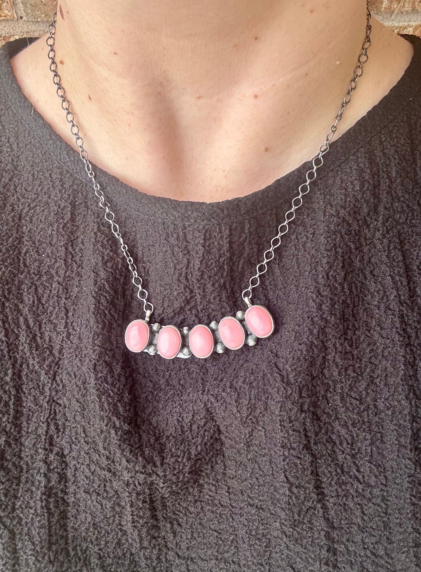 The Peyton Pink Conch Bib Necklace - 18"
