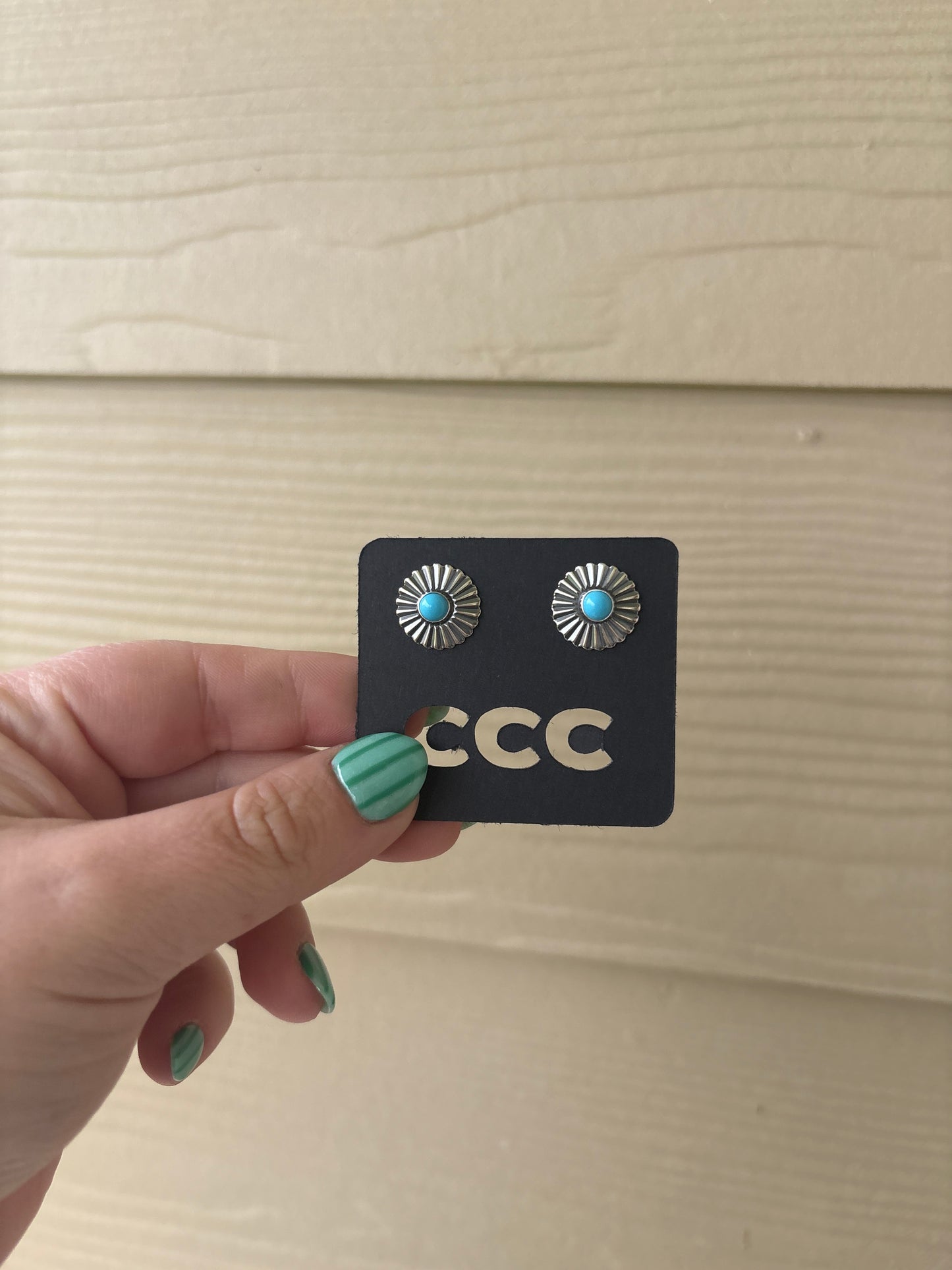 Turquoise and Sterling Mini Sunflower Earrings