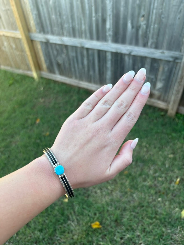 Kingman Double Line Circle Bead Cuff