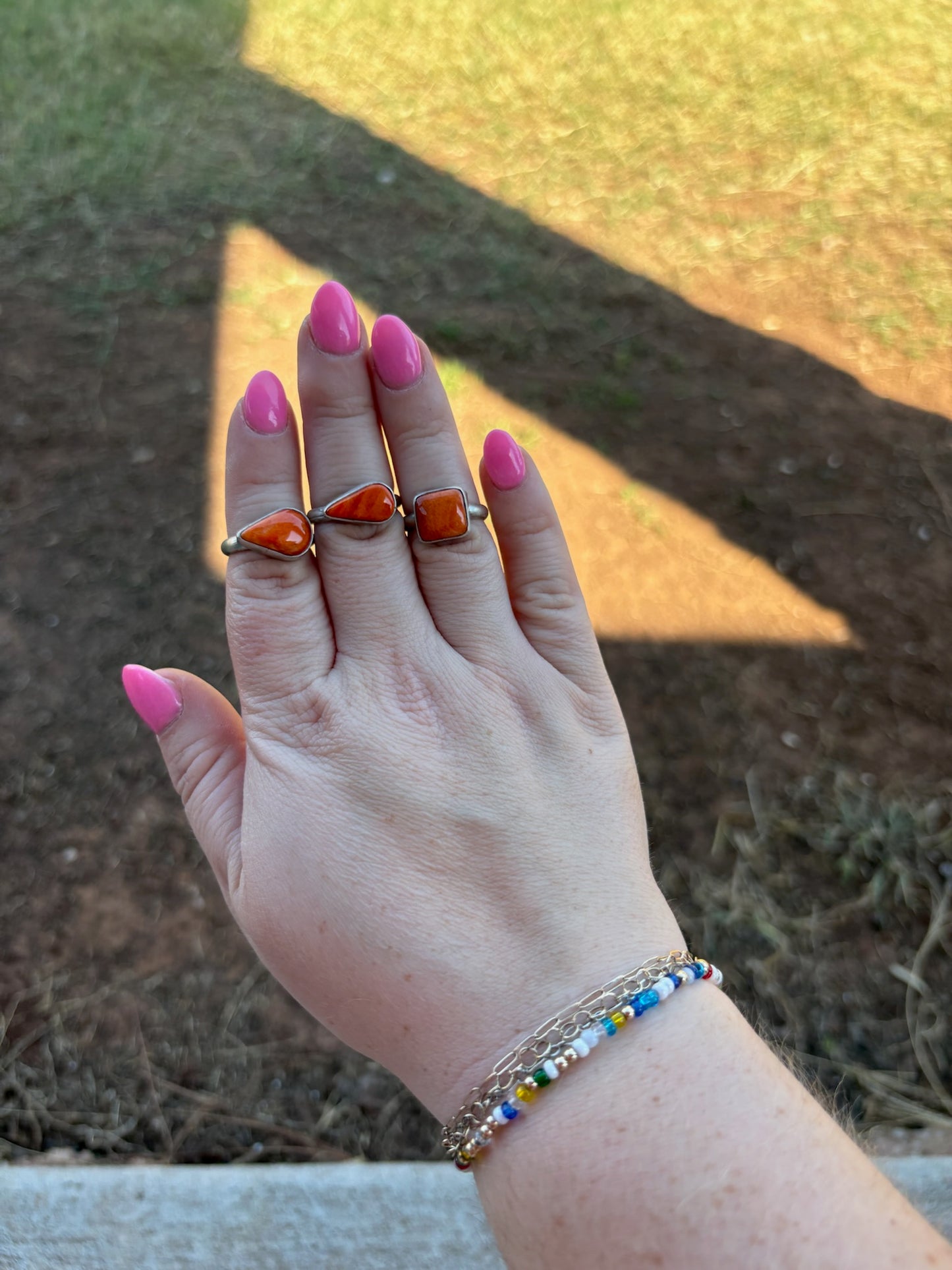 Orange Spiny Simple Bezel Ring - MULTIPLE VARIATIONS