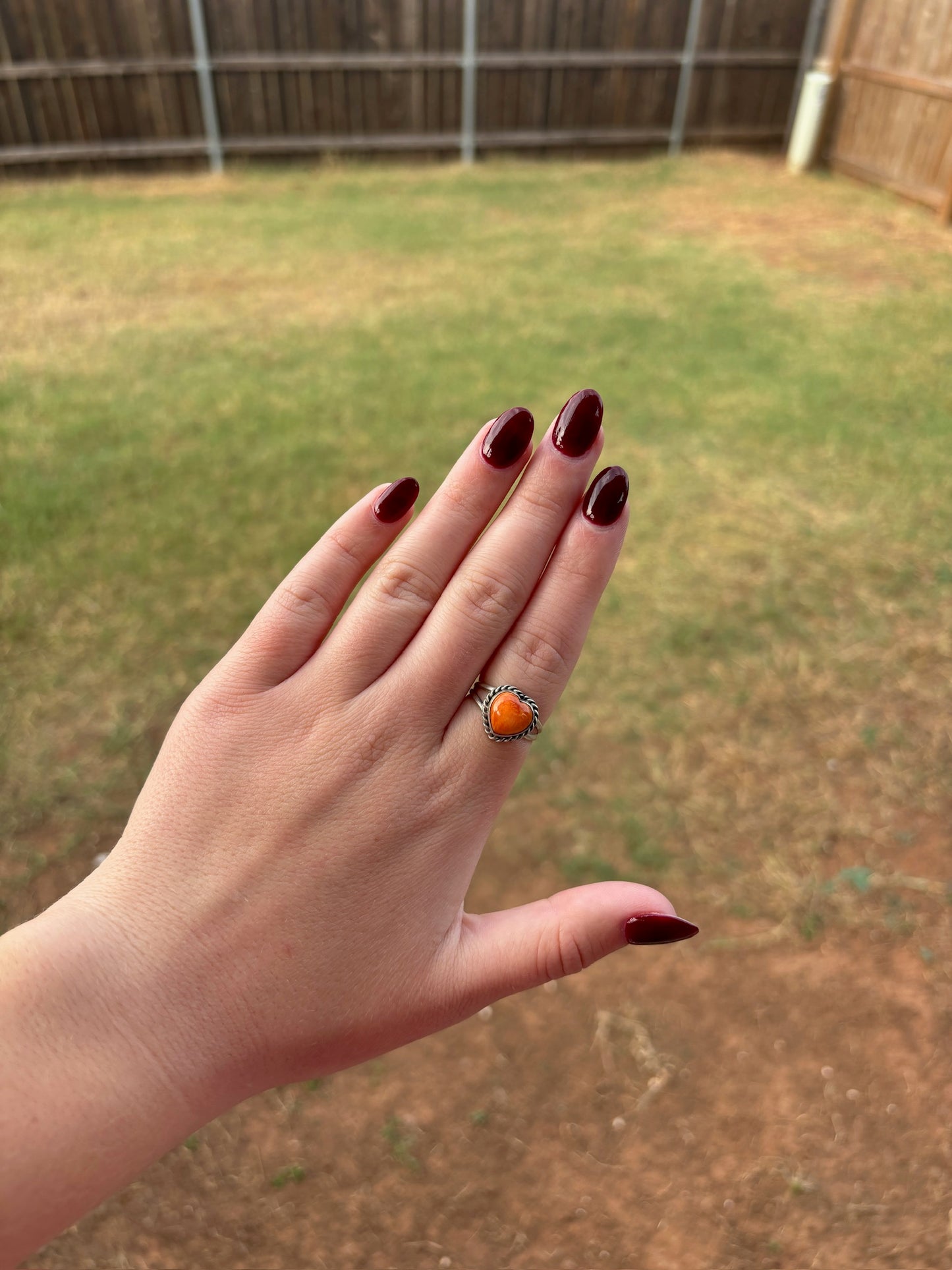 Orange Spiny Heart Ring - MULTIPLE SIZES