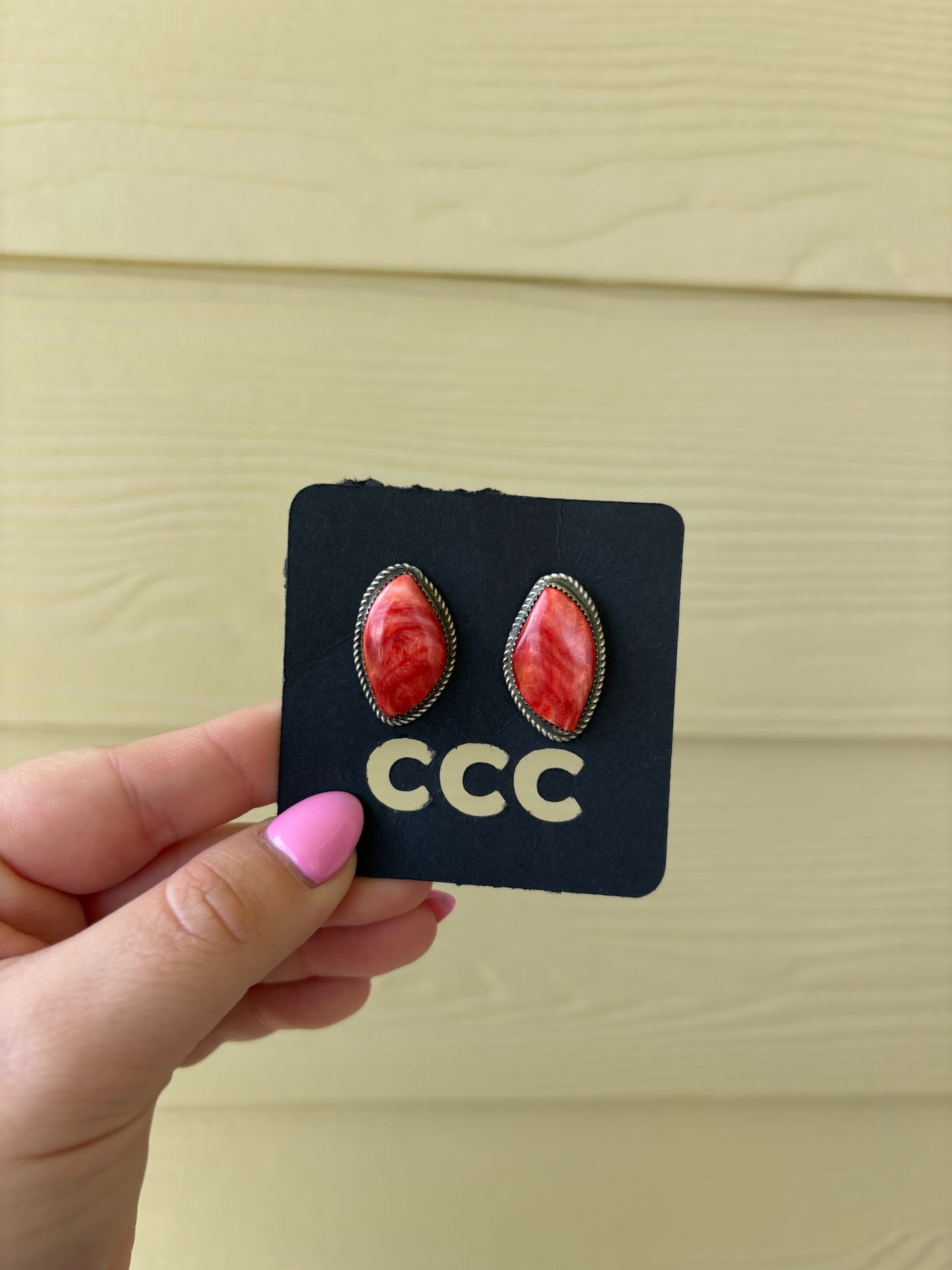 Natural Spiny Pointy Oval Earrings