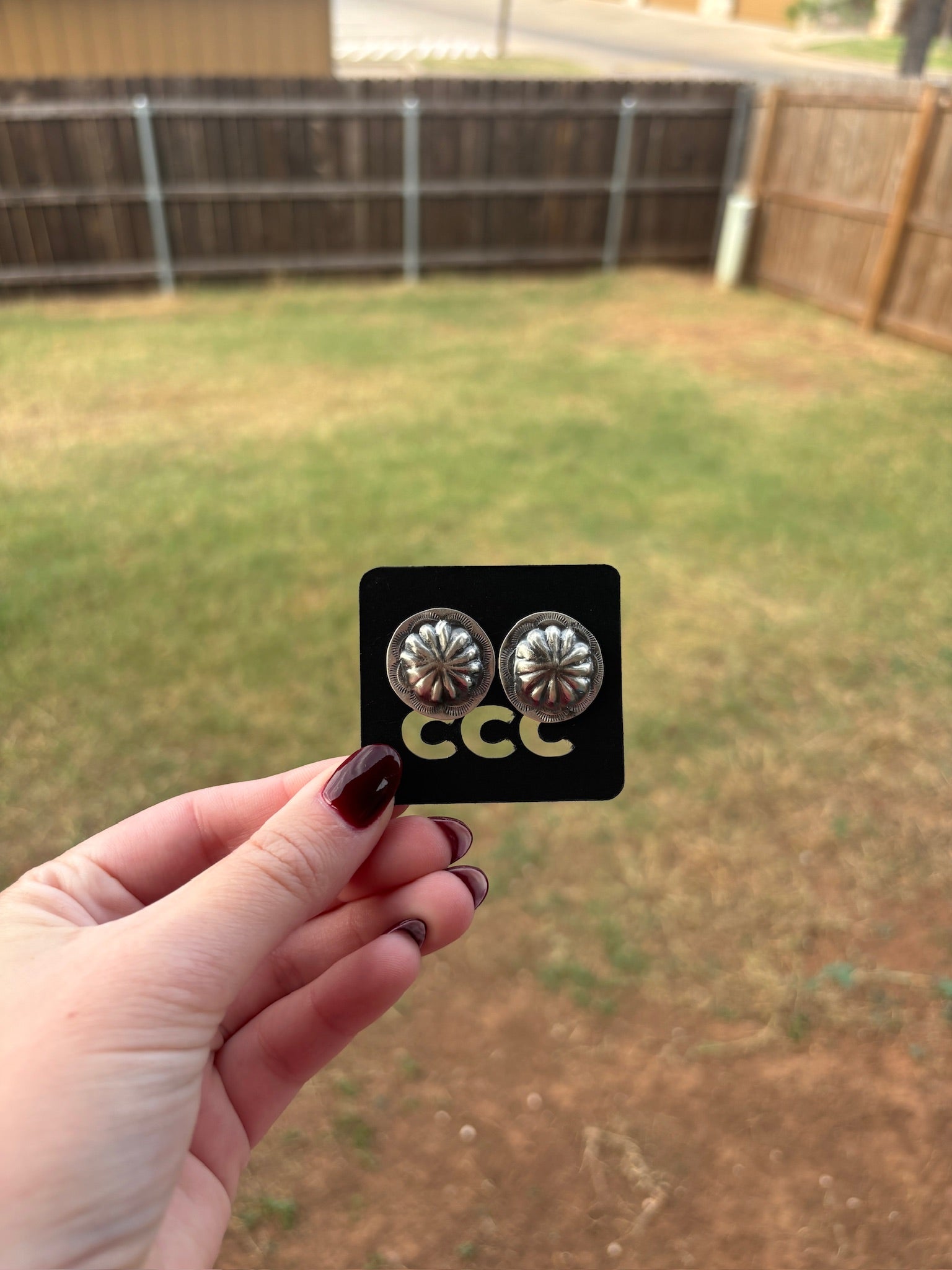 Sterling Medium Circle Concho Studs