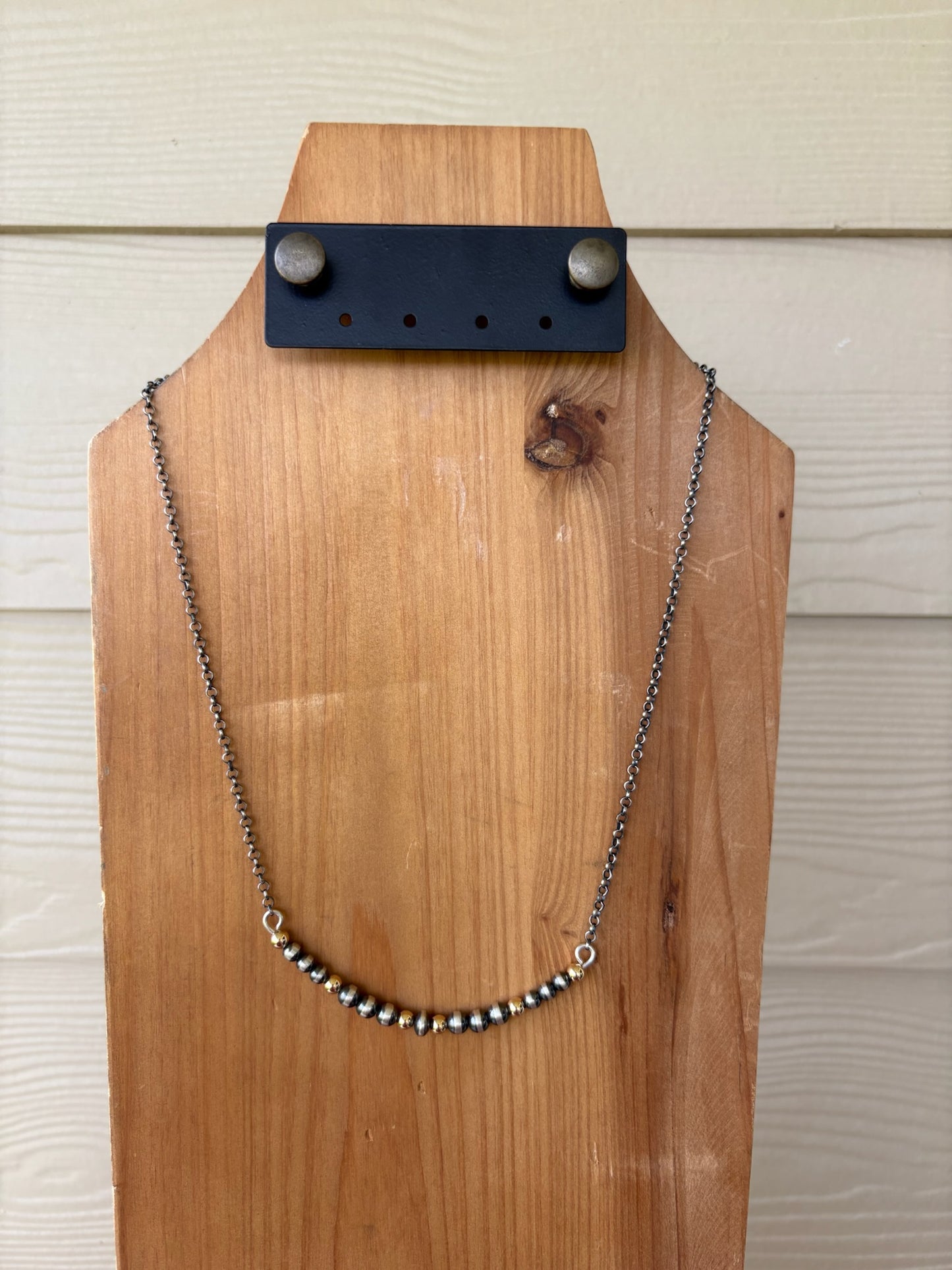 Mixed Metal Bead Bar Necklace - 18"