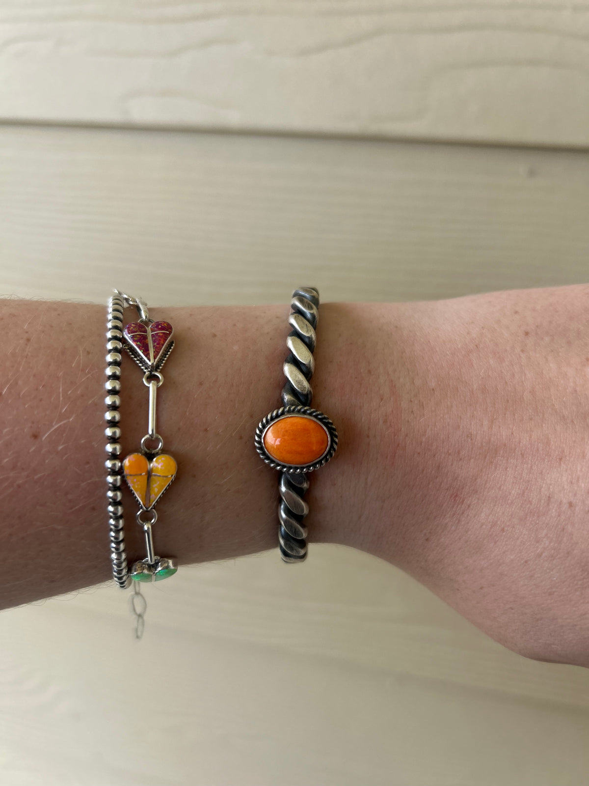 Orange Spiny Oval Twist Cuff