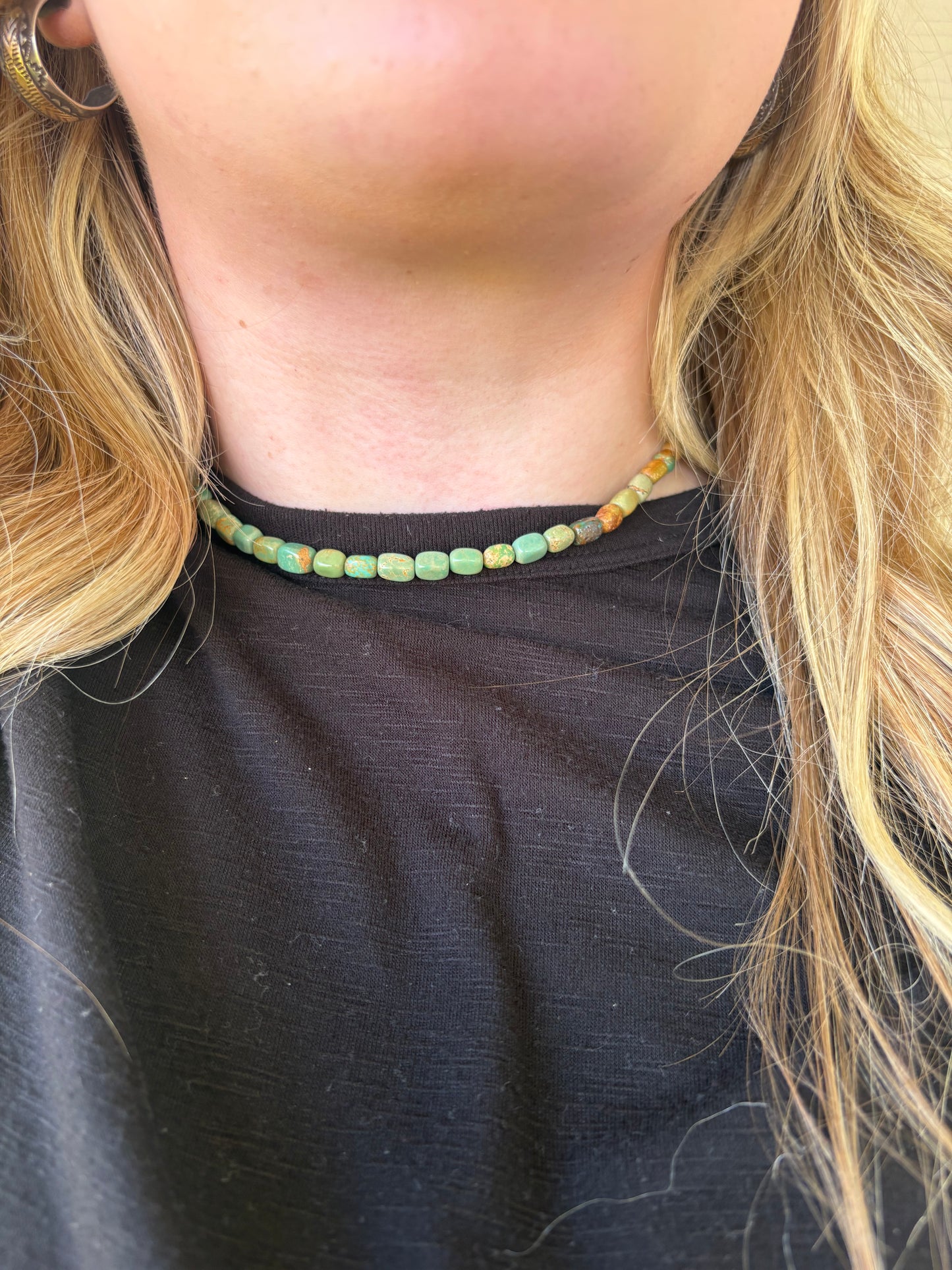 Green Kingman Square Disc Necklace - 17"