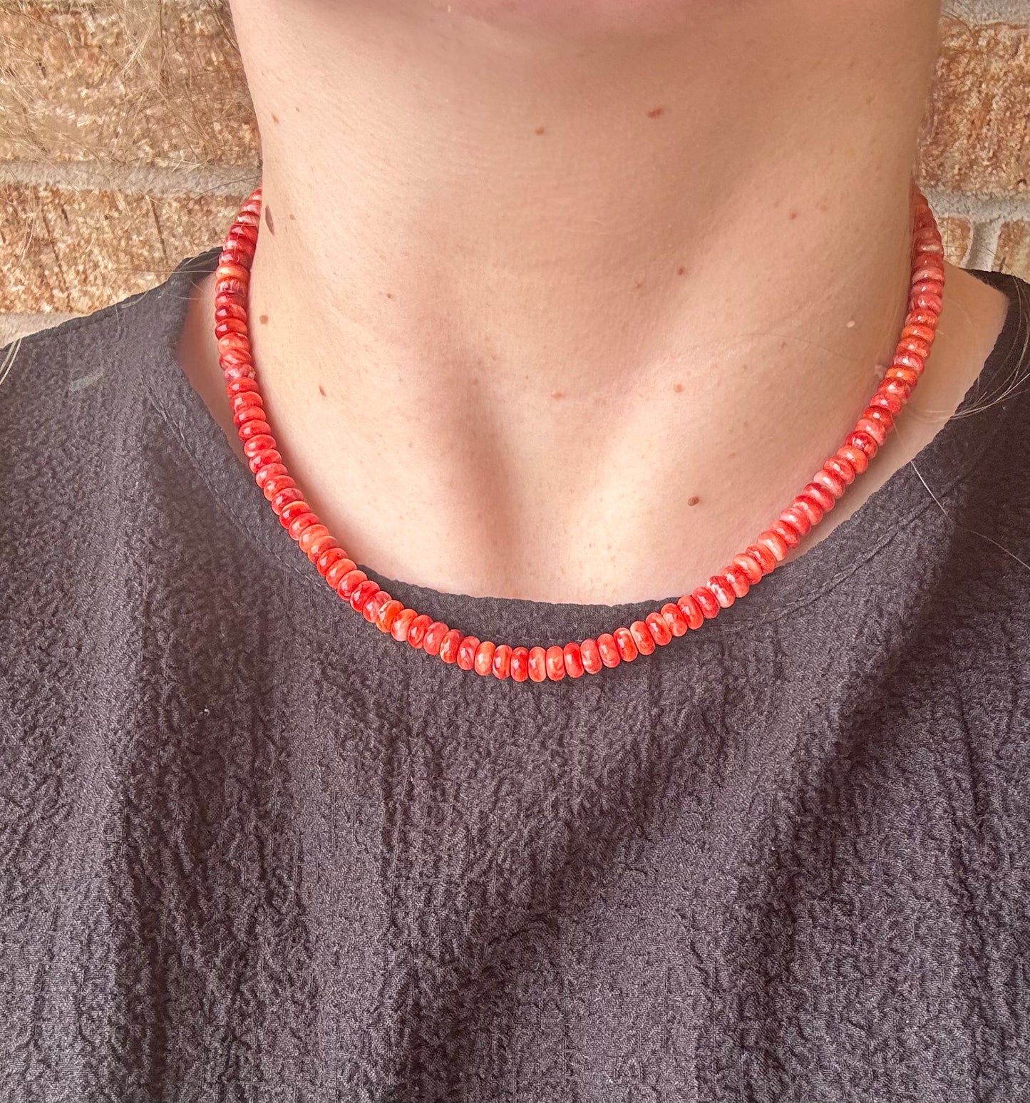 Natural Spiny Rondelle Disc Necklace - 17"