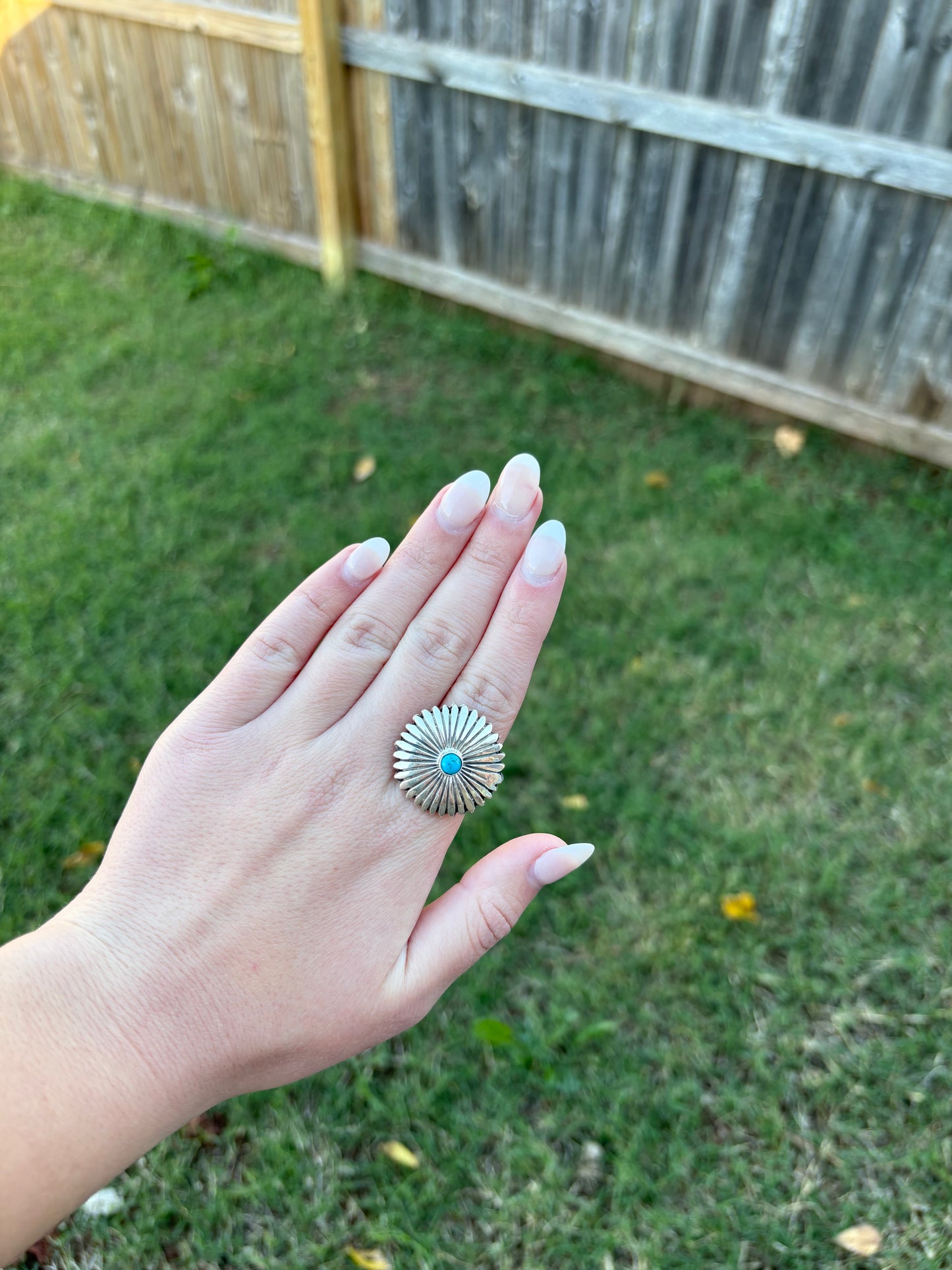 Turquoise Sunflower Ring - MULTIPLE SIZES