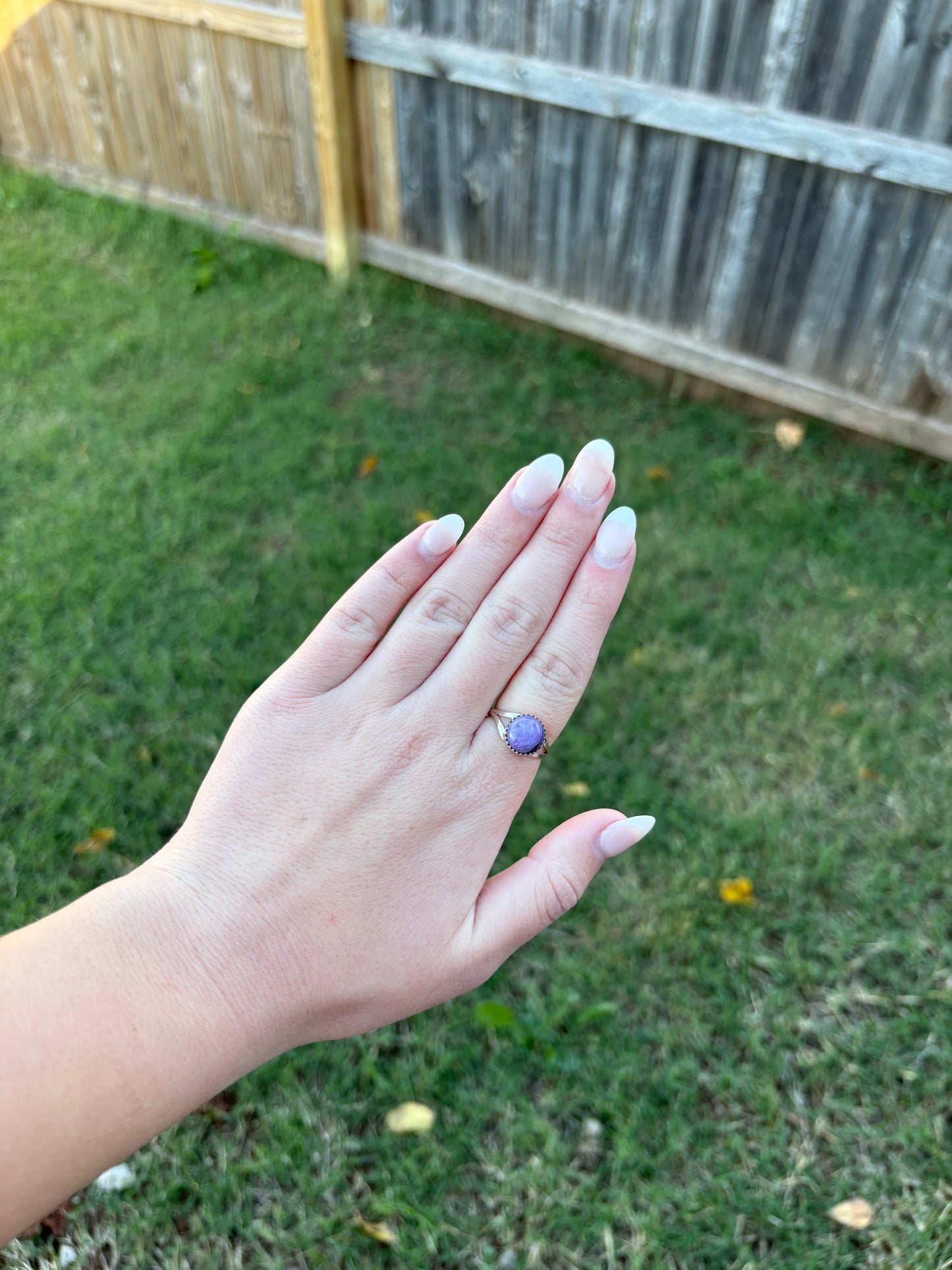 Purple Charoite Circle with Rope Border Ring - MULTIPLE SIZES