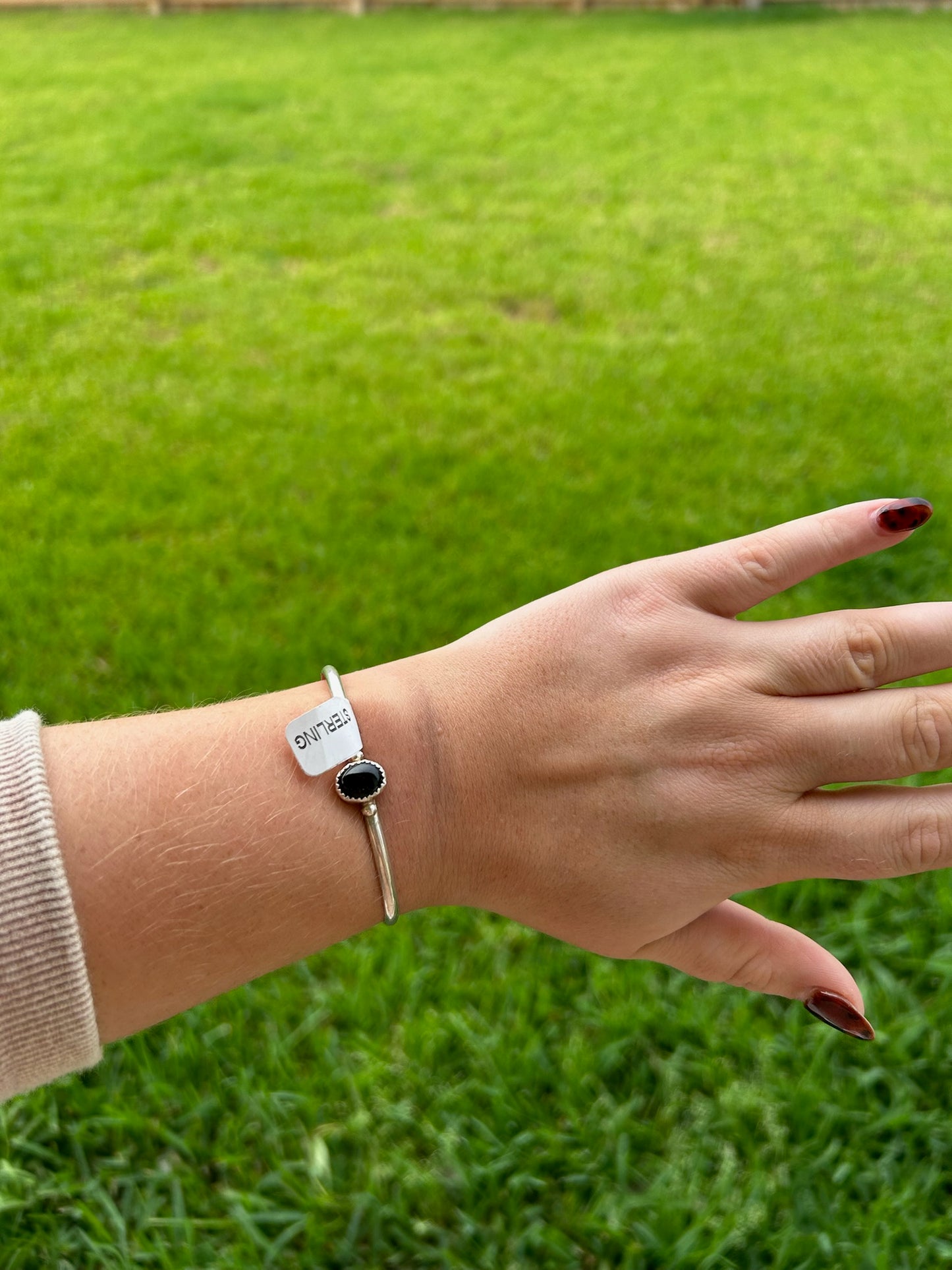 Black Onyx Oval Single Stone Cuff