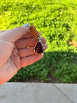 Purple Spiny Medium Teardrop Pendant w/ Sterling Stamped Border