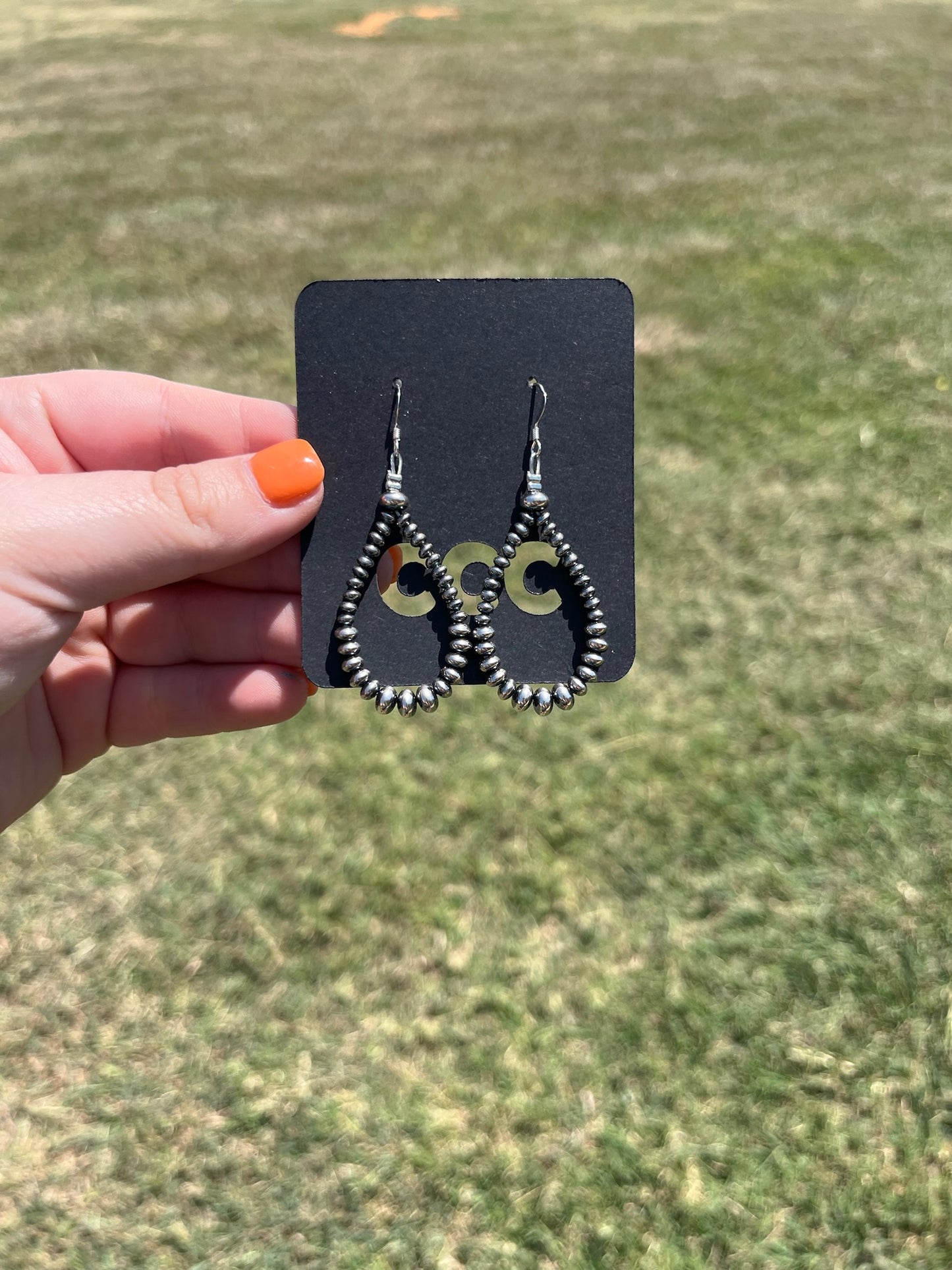 Rondelle Teardrop Sterling Silver Pearl Earrings