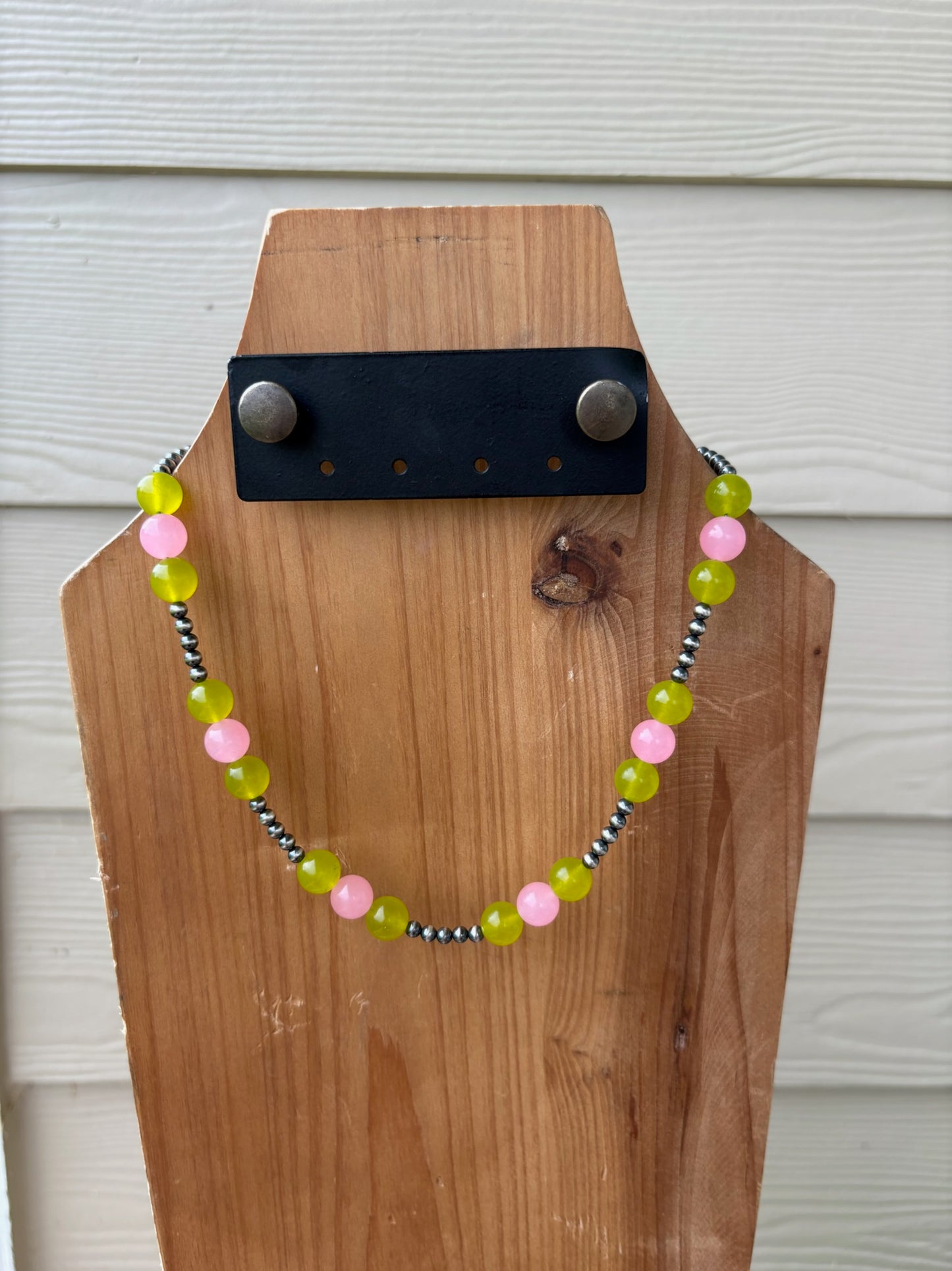 The Key Lime with 4mm Sterling Pearls Necklace - 17"