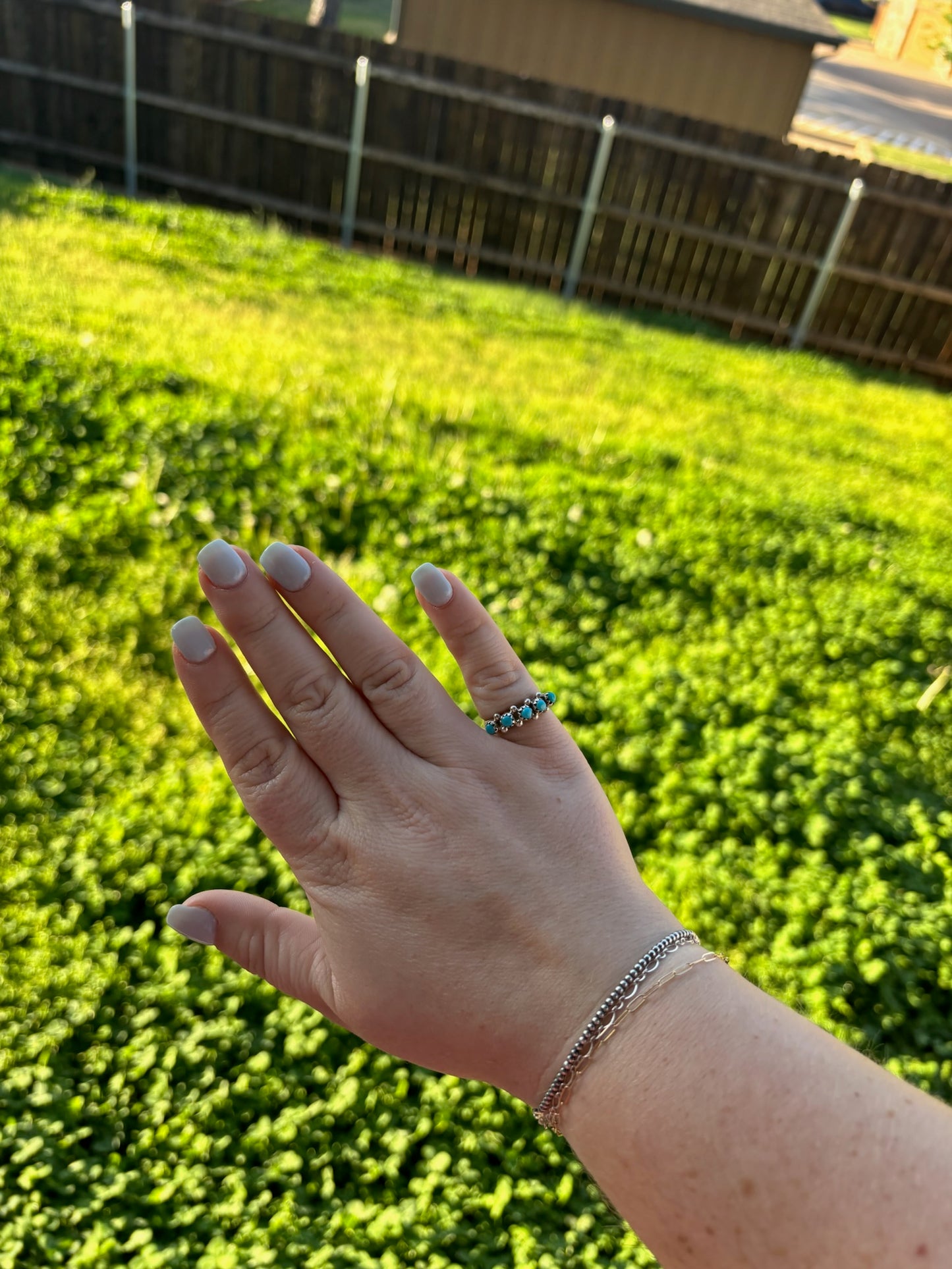Turquoise 4-Stone Bar Ring - SIZE 7 3/4