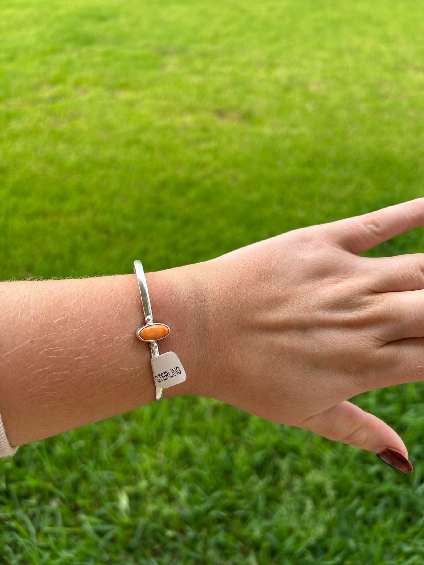 Orange Spiny Skinny Oval Stone Cuff - MULTIPLE OPTIONS