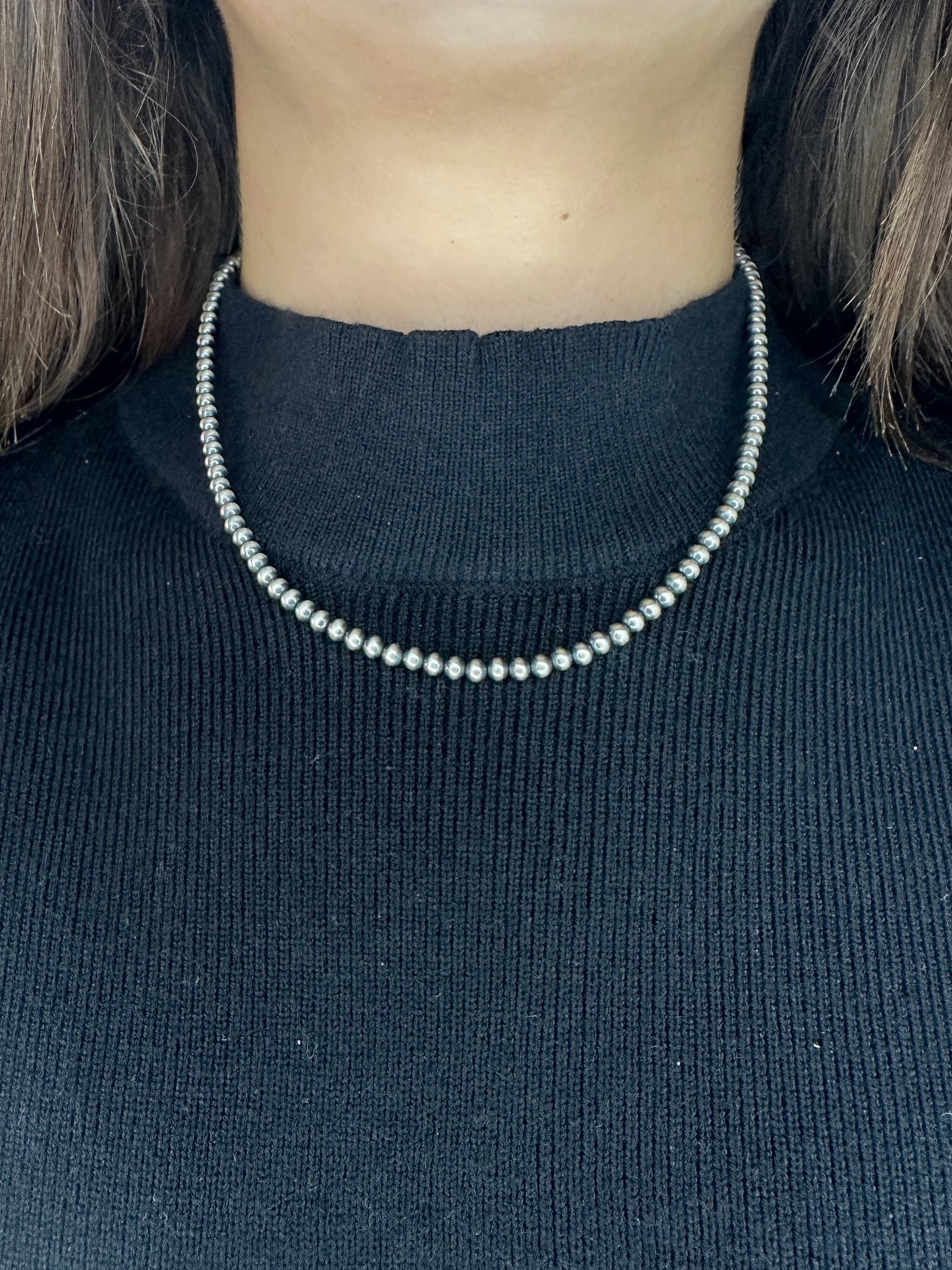 16" 4mm Sterling Silver Pearl Necklace