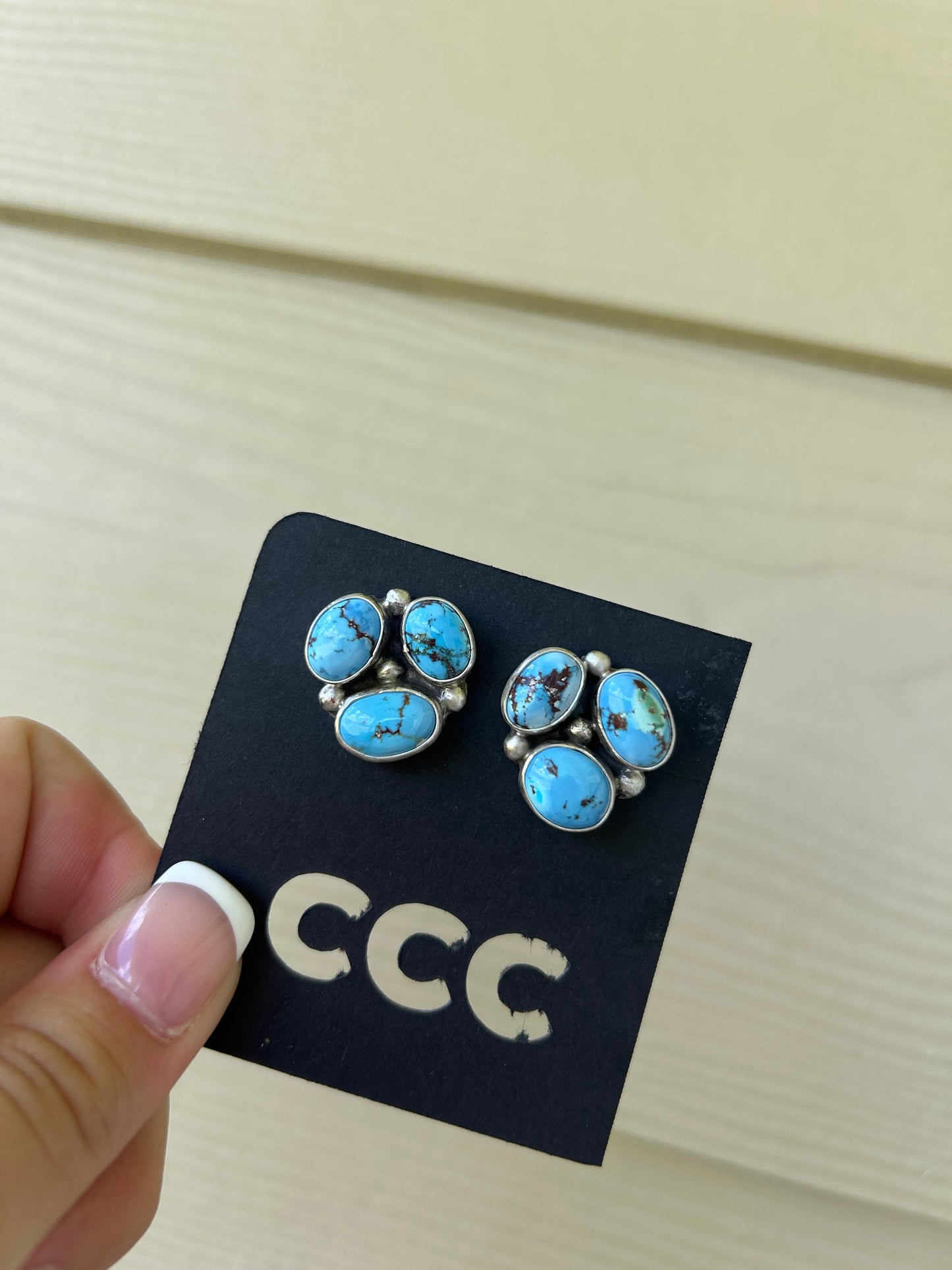 Golden Hills 3-Stone Cluster Earrings