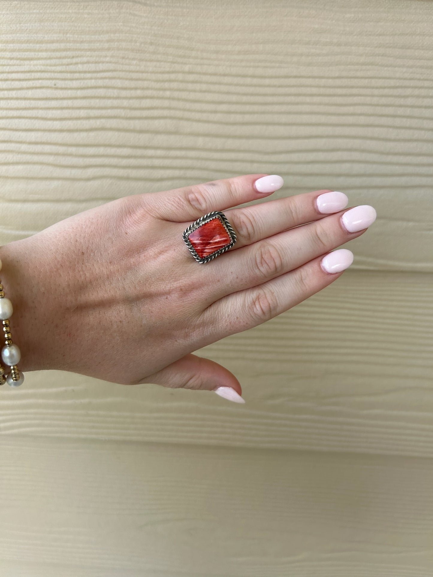 Natural Spiny Square Adjustable Ring