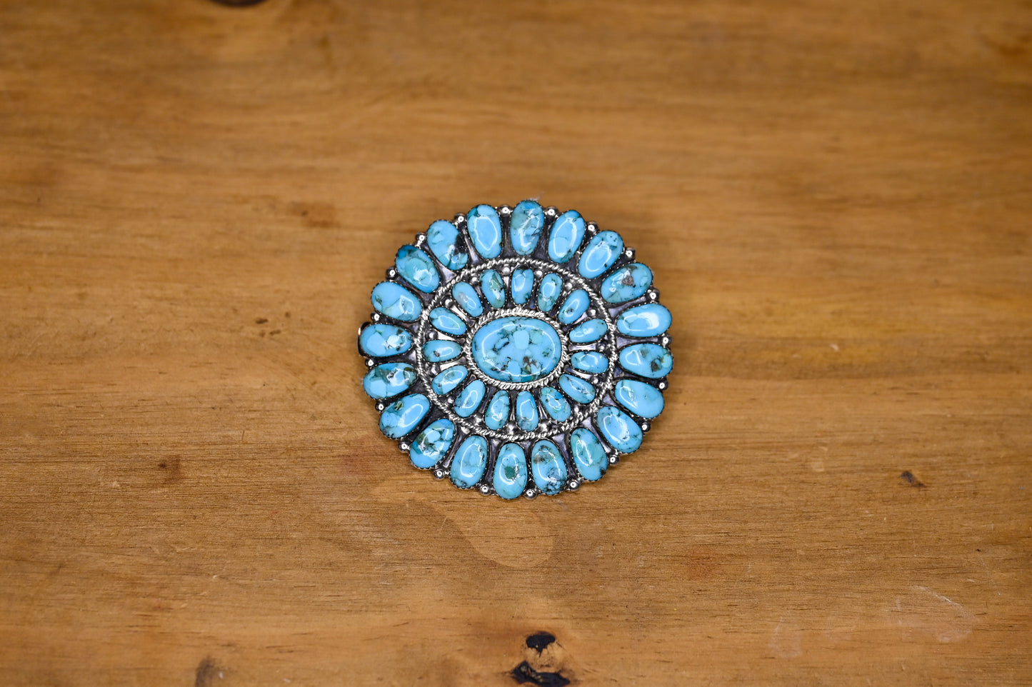 Kingman Turquoise Large Cluster Hair Barette