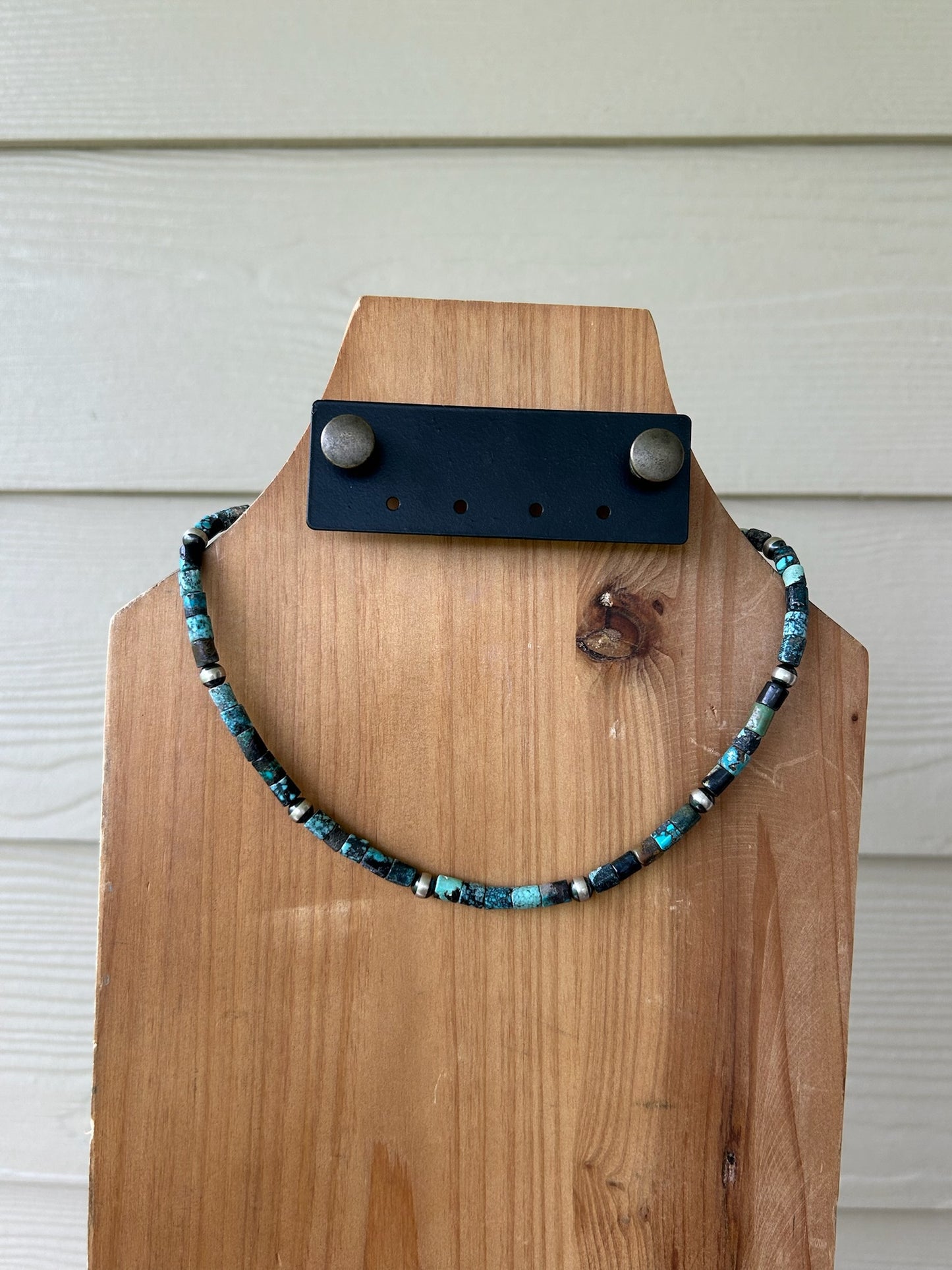 Prince Turquoise Disc with 6mm Sterling Pearl Necklace - 17"