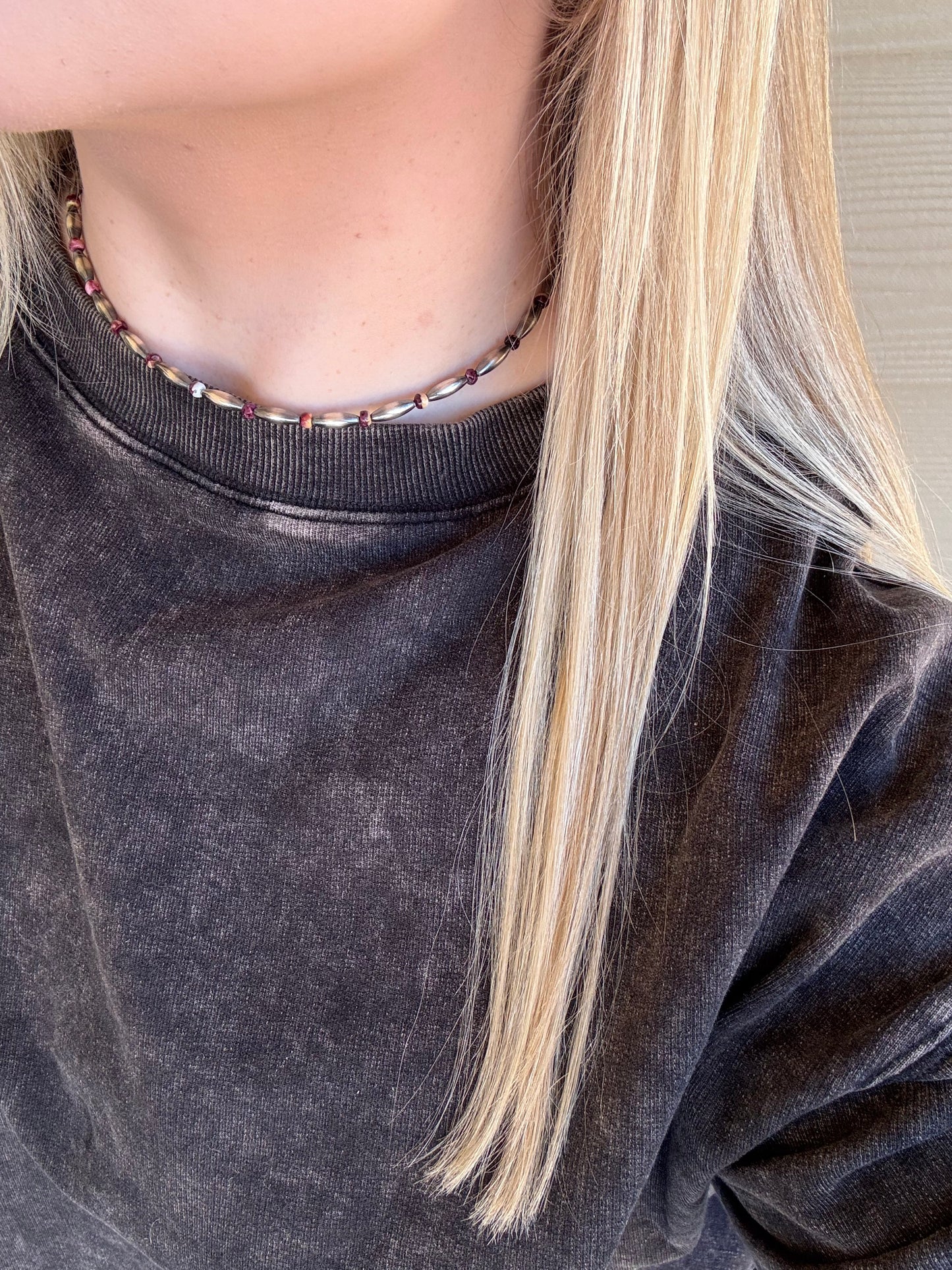 Purple Spiny and Torpedo Sterling Pearl Necklace - 14"-16"