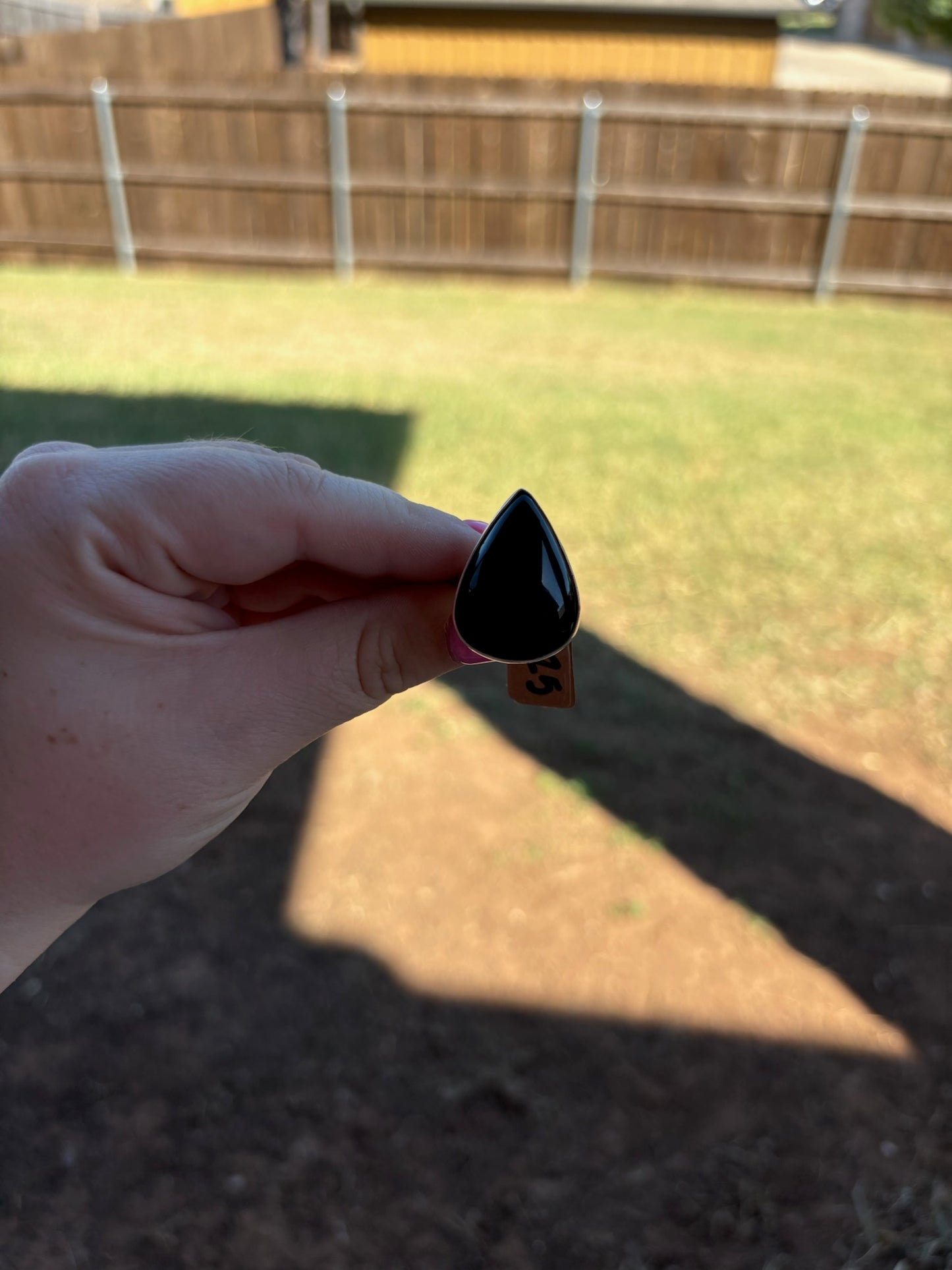 Black Onyx Large Teardrop Ring - SIZE 7.25
