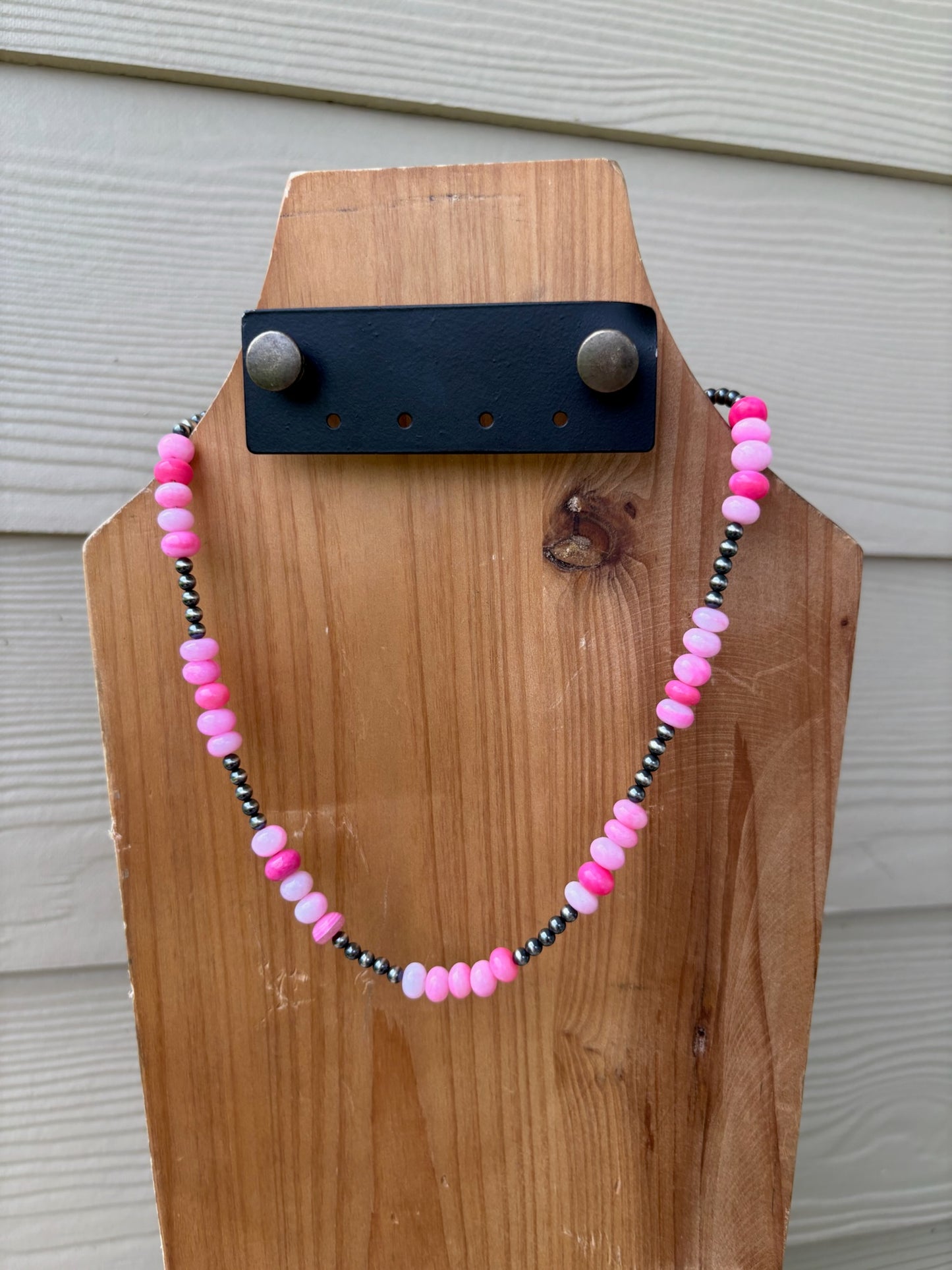 The Barbie Pink and 4mm Sterling Pearl Necklace - 18"