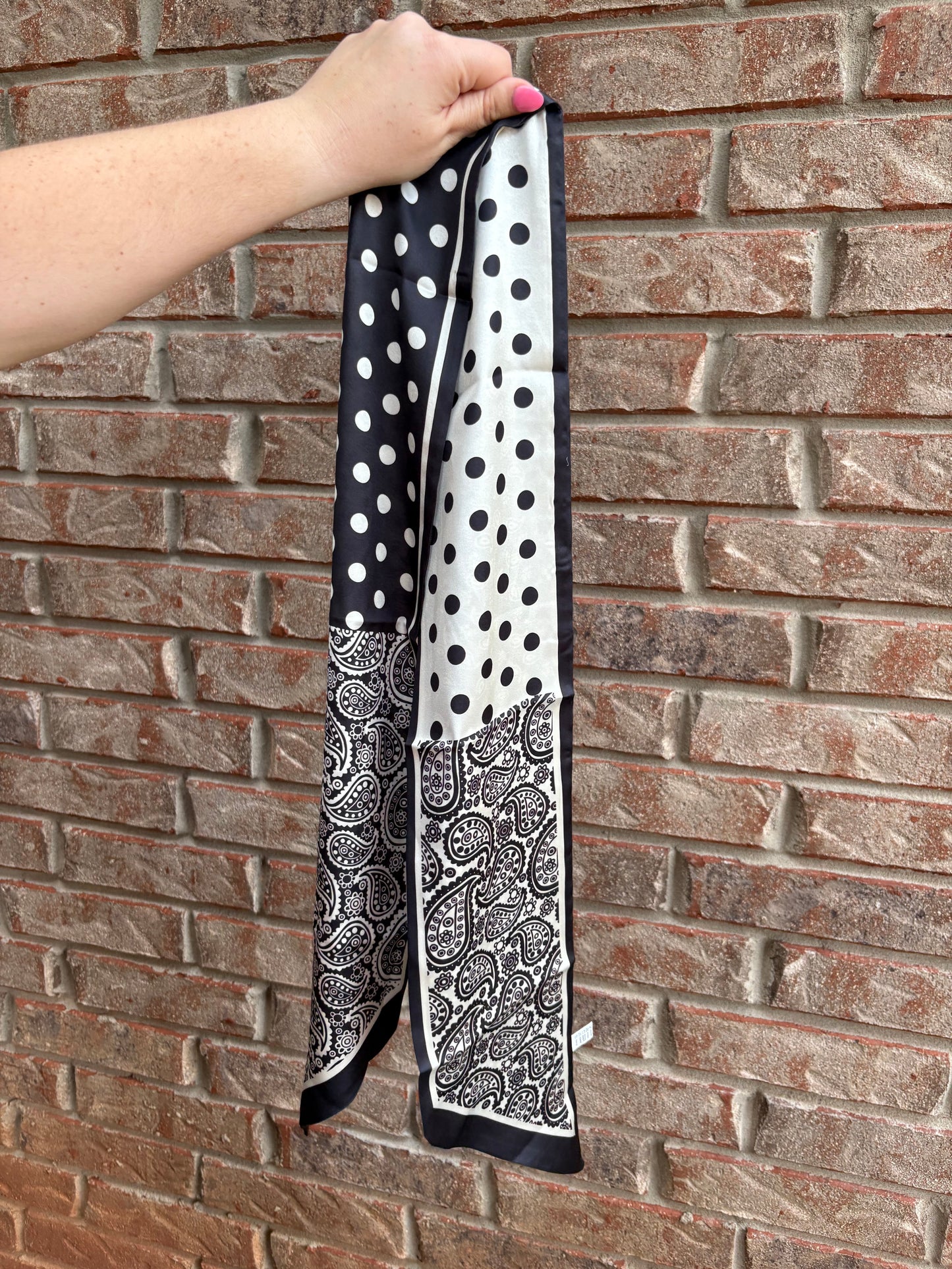 Black Patterned Reversible Twilly Scarf