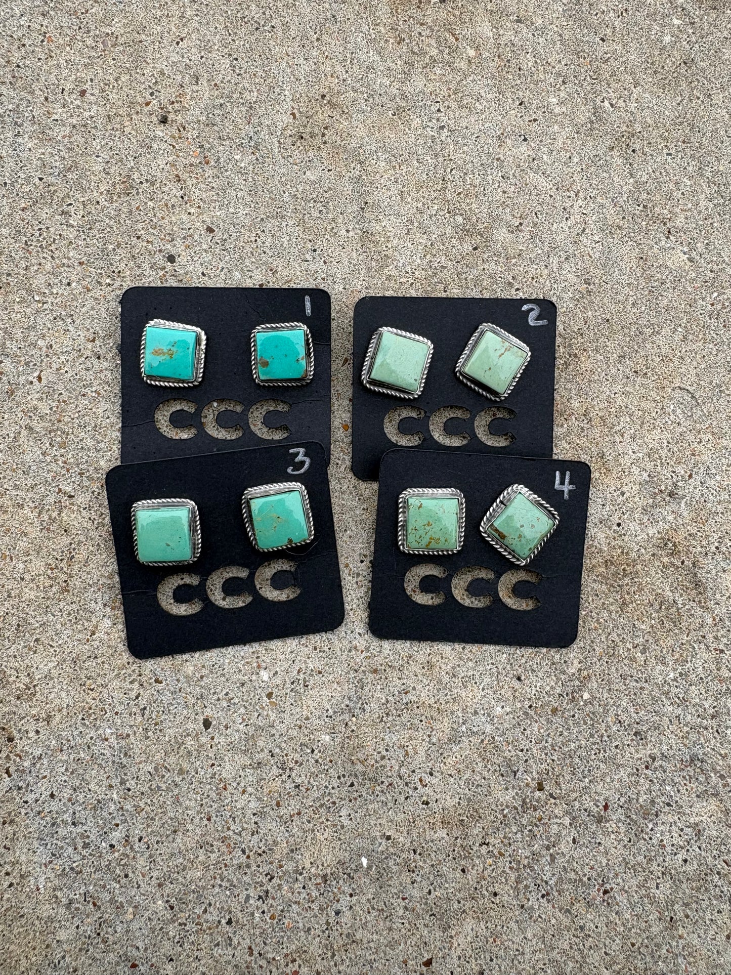 Turquoise Medium Square Studs - MULTIPLE OPTIONS