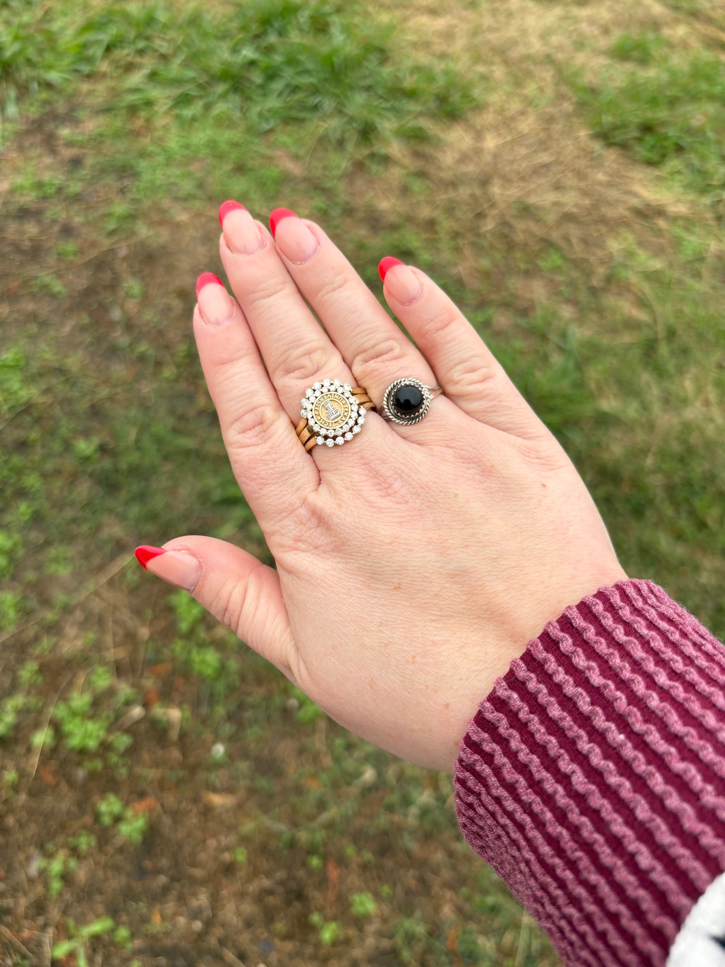 Black Onyx Circle with Rope Stacker Ring - MULTIPLE SIZES