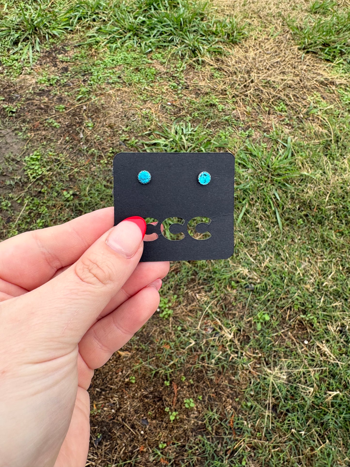 Turquoise Flat Stone Studs