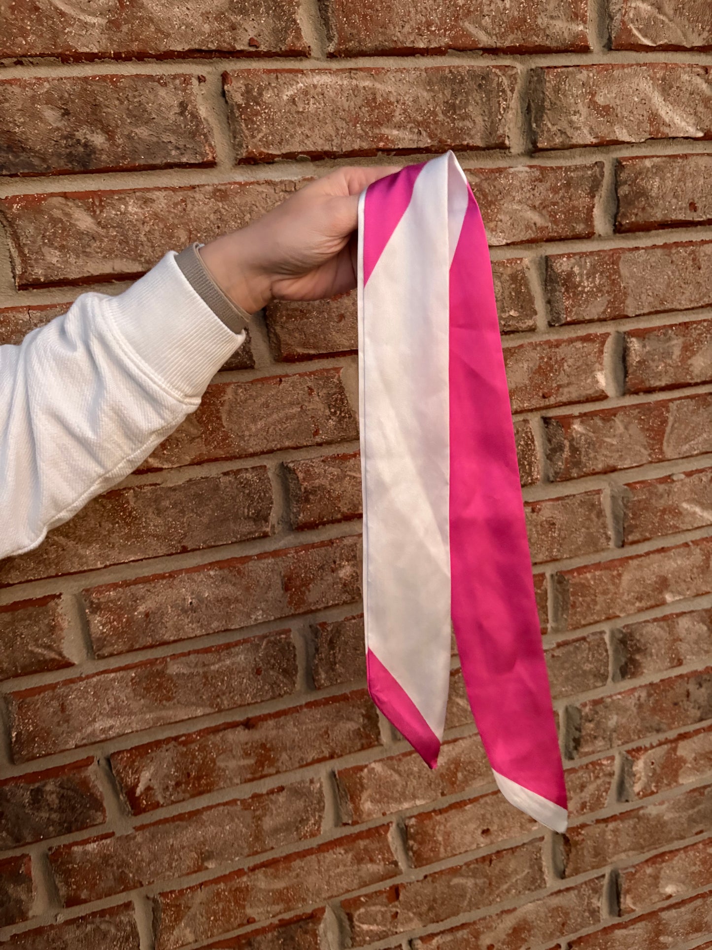 Pink and White Twilly Scarf