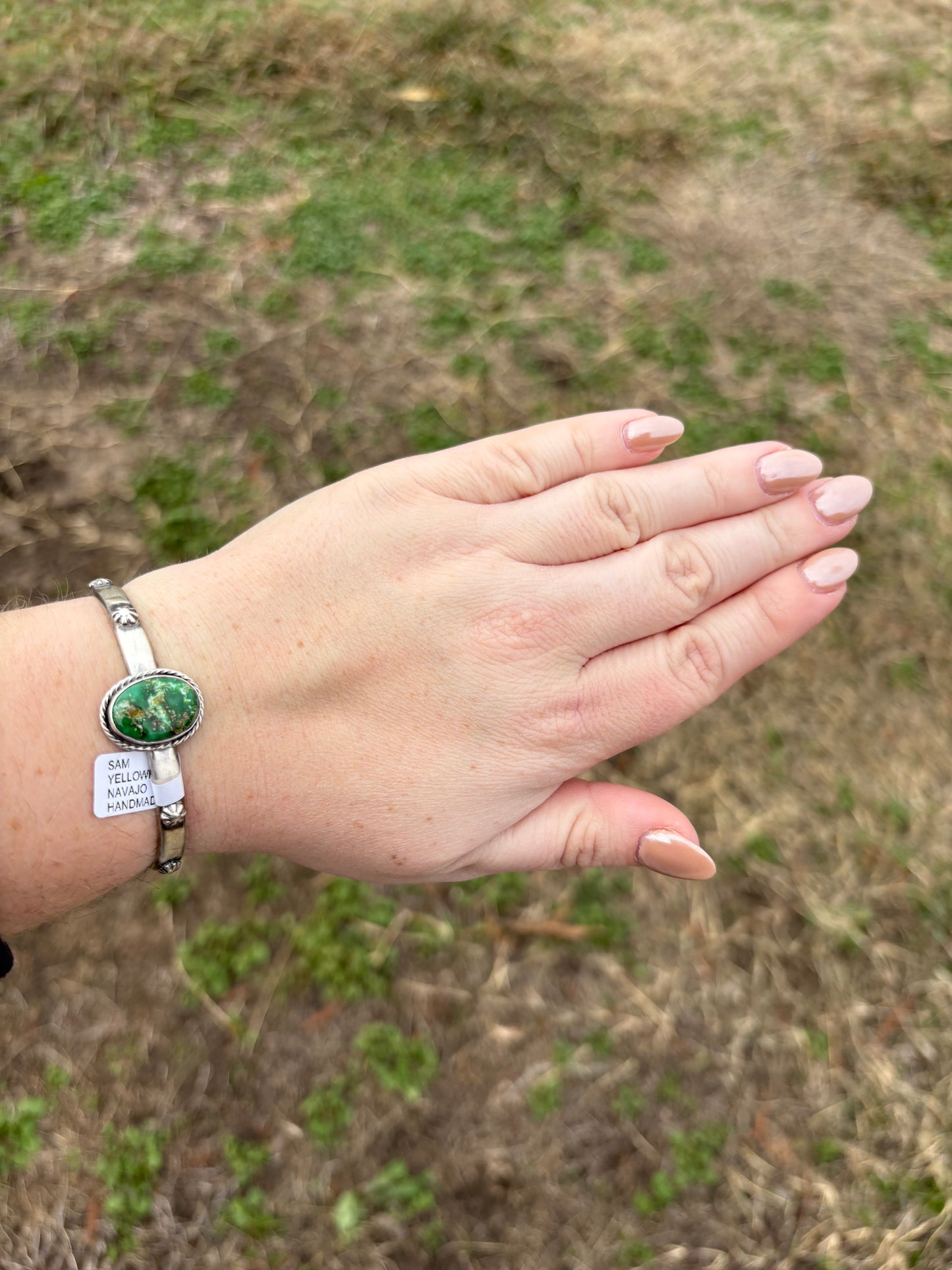 Sonoran Turquoise Oval Stamped Band Cuff - MULTIPLE