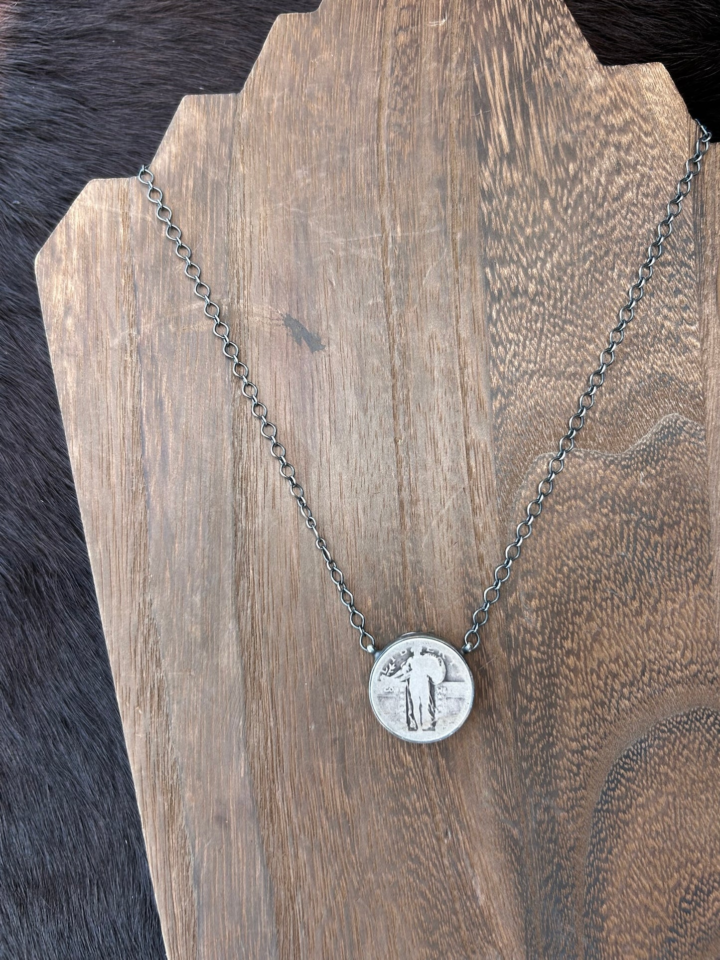 Sterling Silver Medium Liberty Coin Necklace - 18"