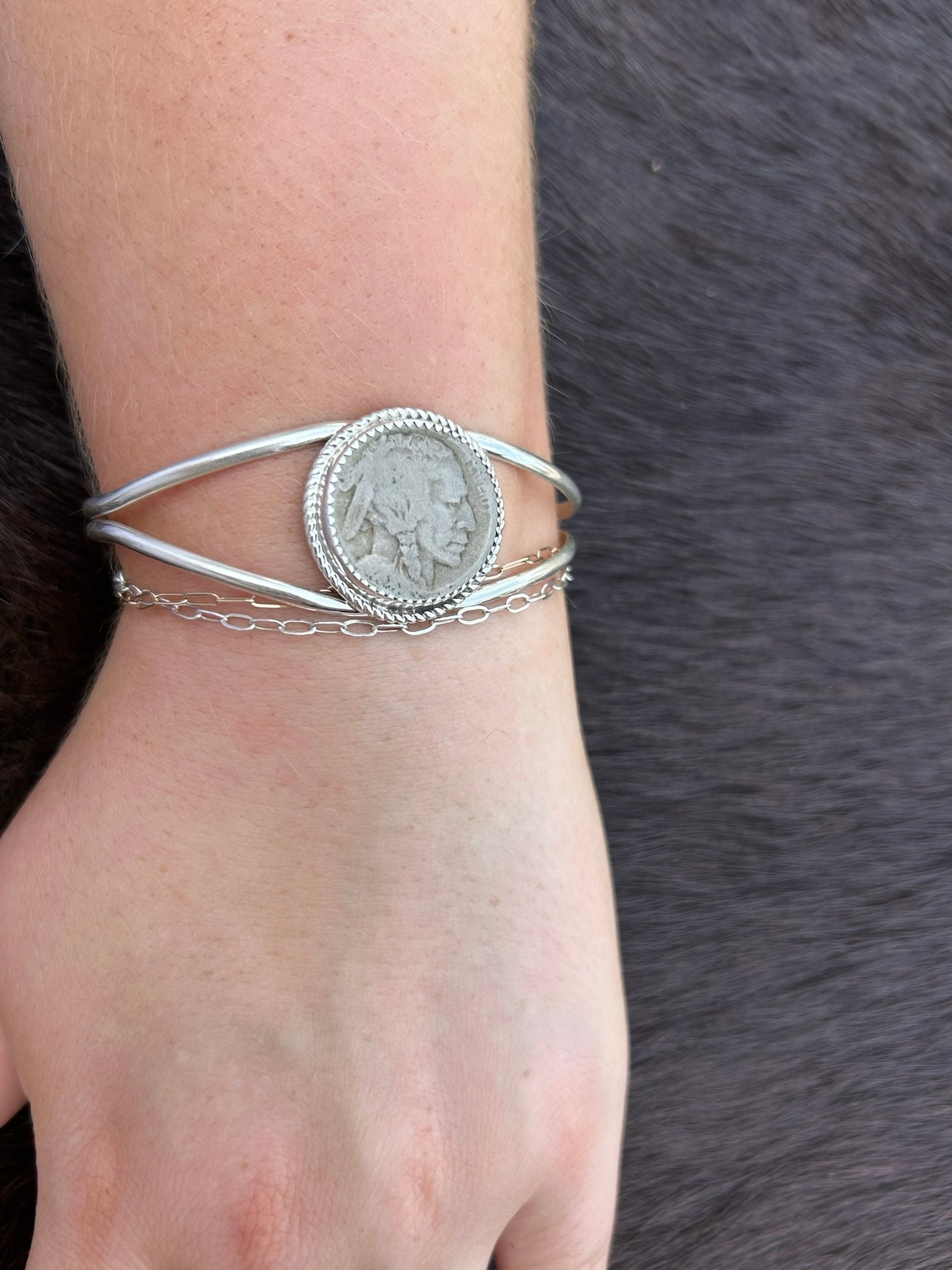 Sterling Silver Indian Coin Cuff