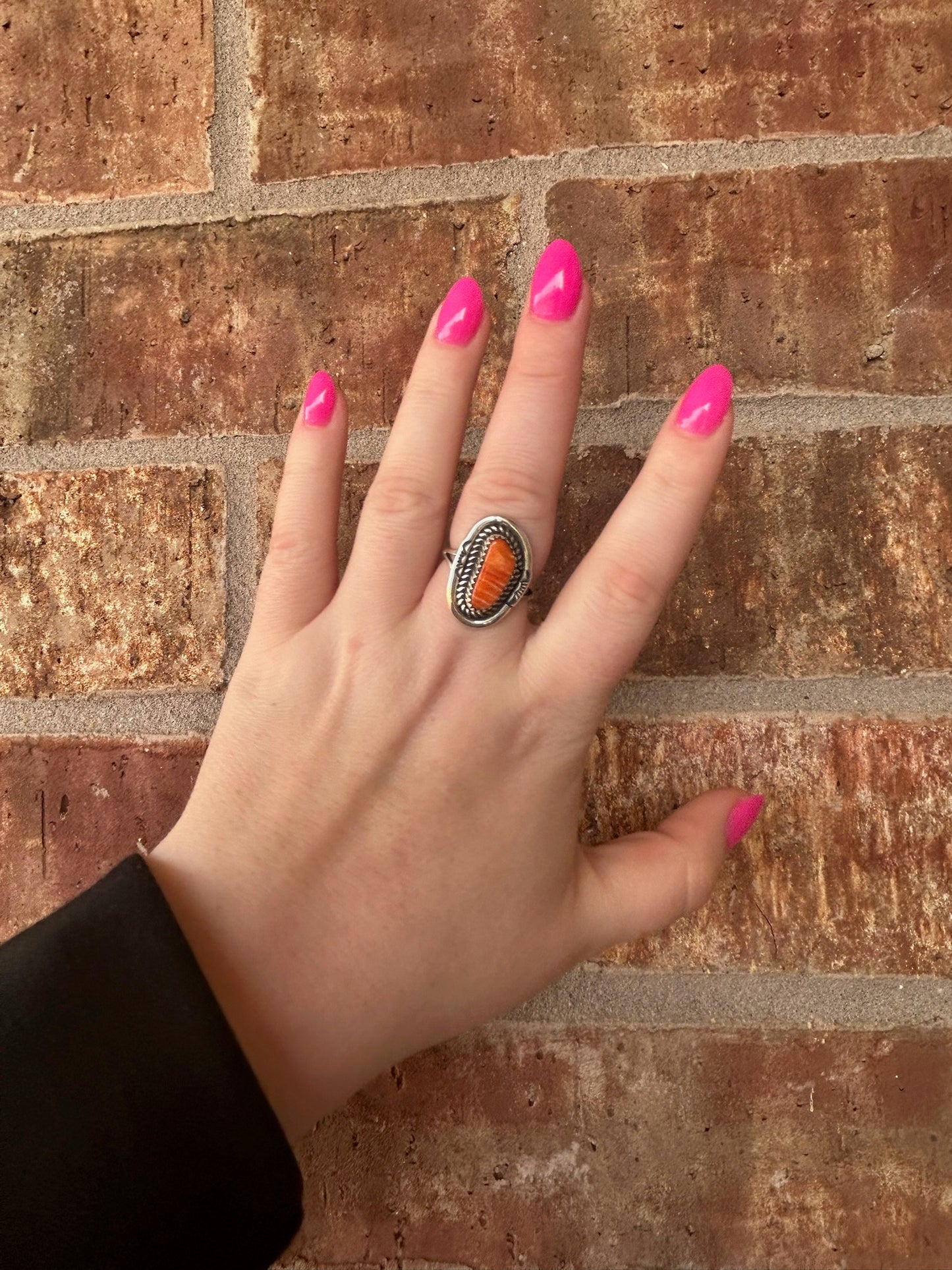 Orange Spiny Triangle Split Band Ring - MULTIPLE SIZES
