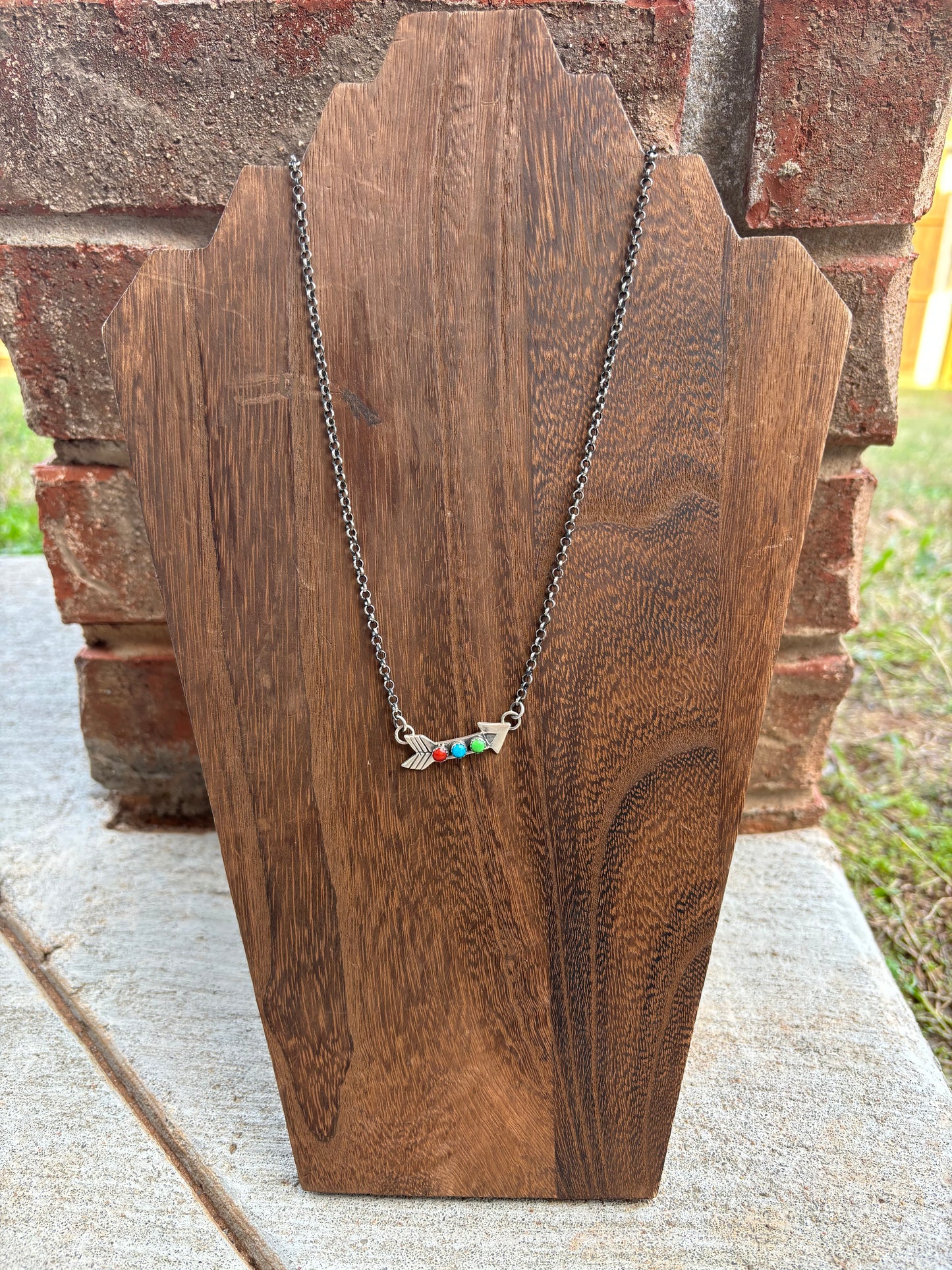 Multi-Stone Arrow Necklace