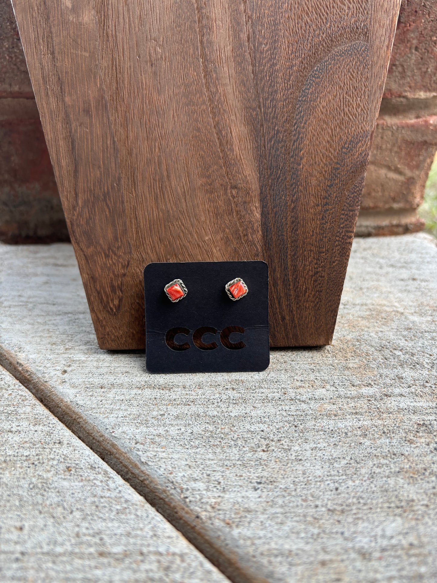 Natural Spiny Extra Small Square Studs with Rope