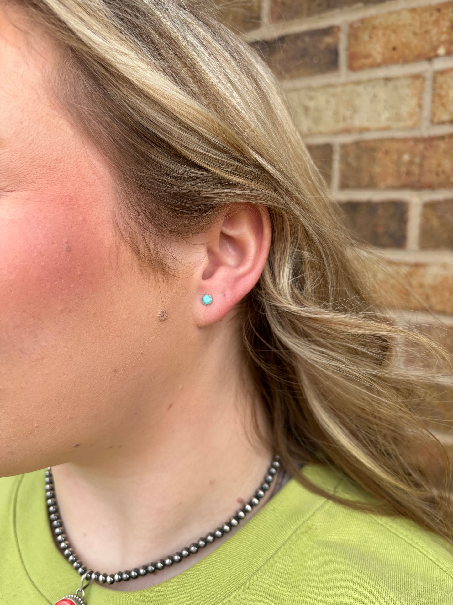 Turquoise Extra Small Simple Circle Studs