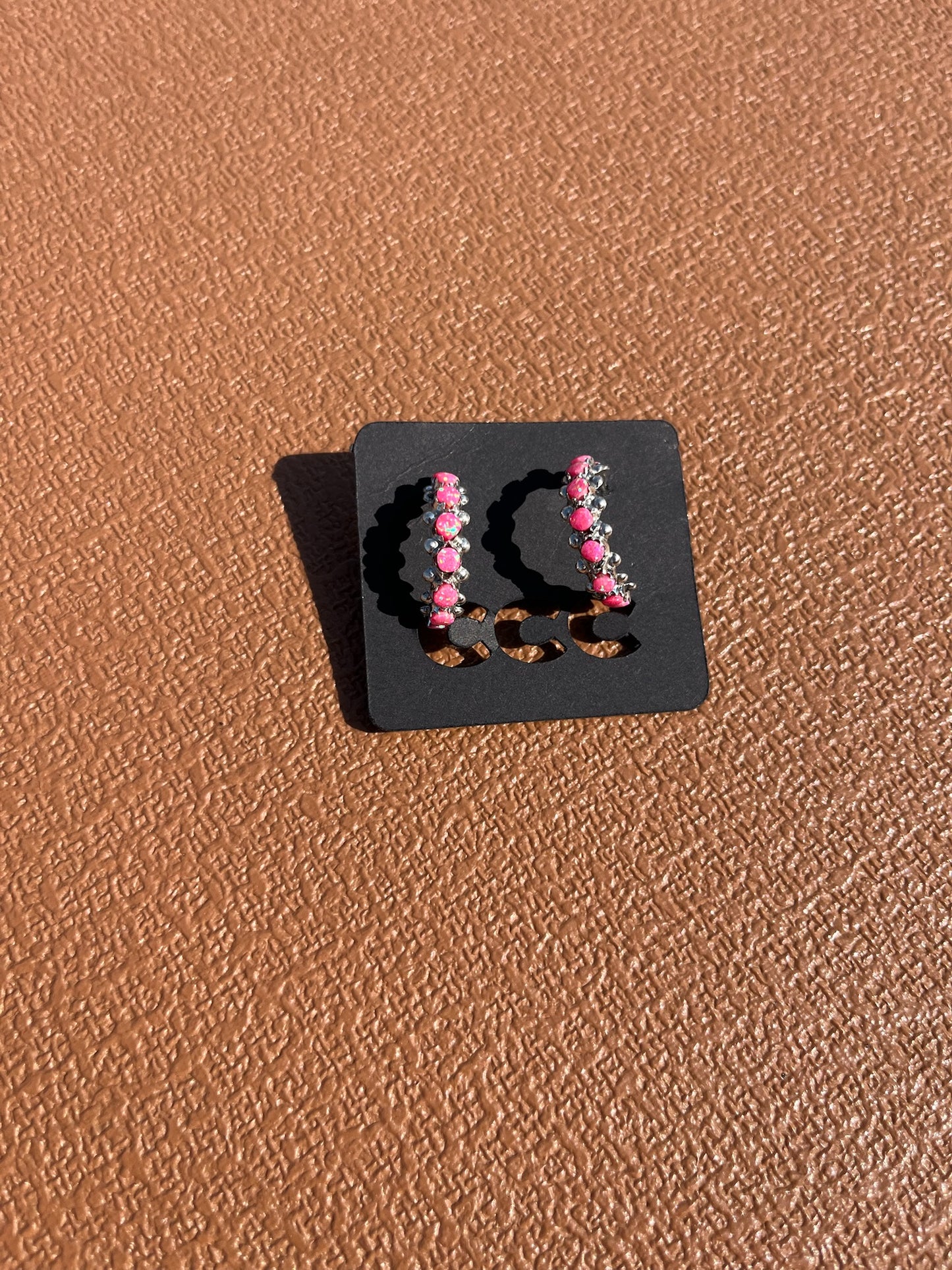 Pink Opal 9-Stone Hoop Earrings