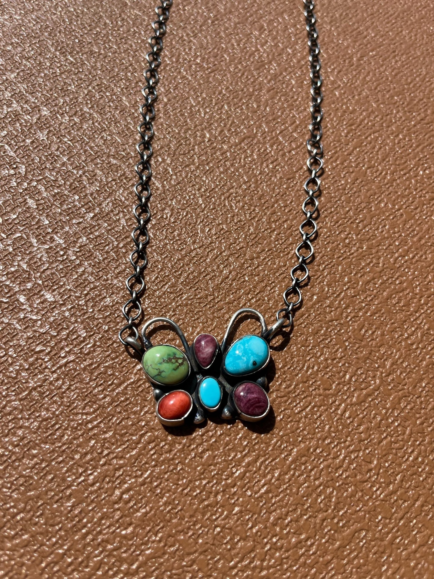 Multi-Stone Butterfly Necklace -19"