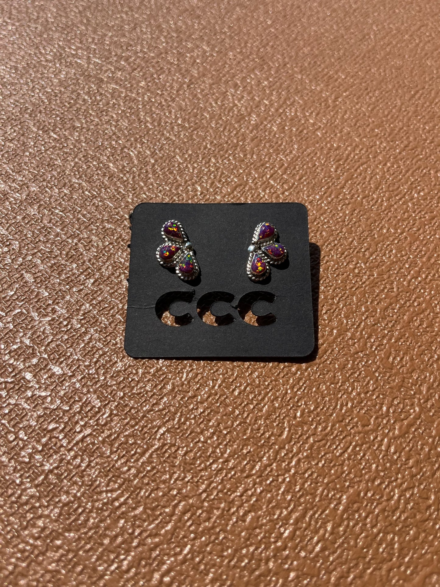Purple Opal Small 3-Stone 1/2 Cluster Earrings