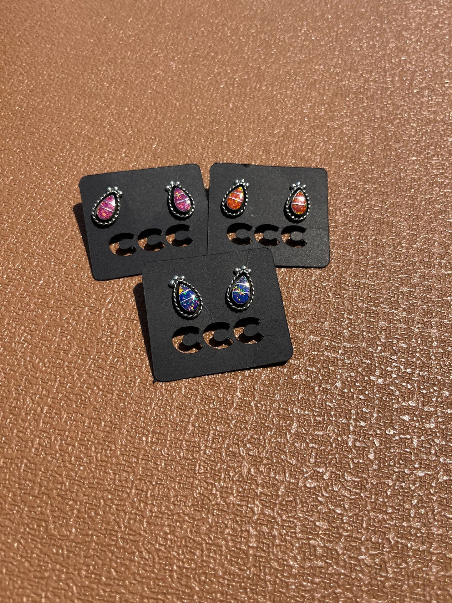 Opal Inlayed Teardrop Earrings - MULTIPLE COLORS