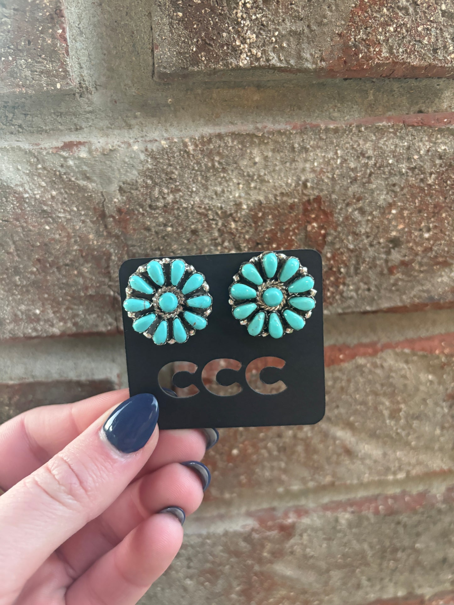 Turquoise Flower Studs - S/M