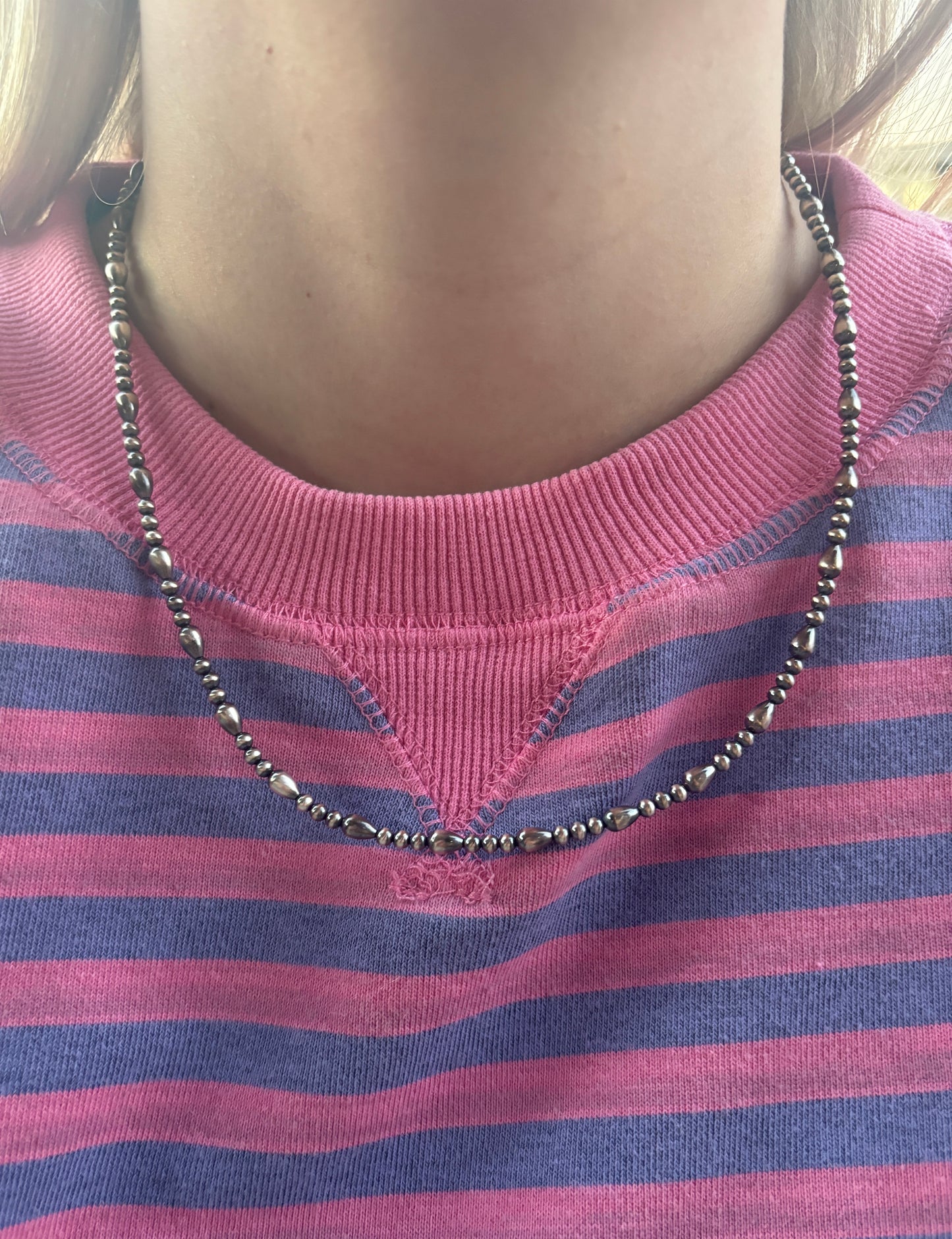 21" 4mm Teardrop Torpedo with 3mm Pearls Necklace