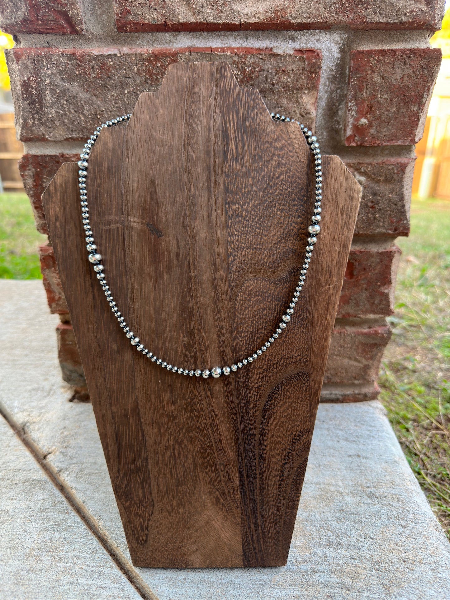 18" 4-8mm Variated Sterling Silver Pearl Necklace