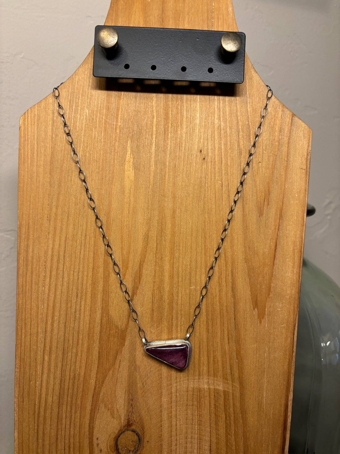 Purple Spiny Teardrop Statement Necklace - 18"