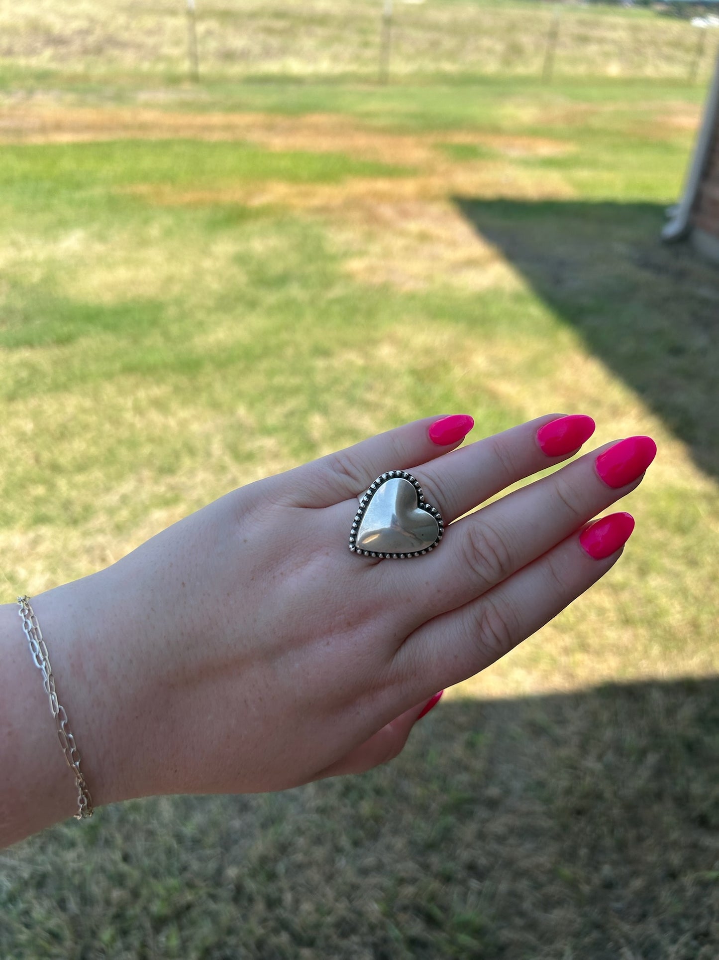 Sterling Puff Heart Ring - SIZE 9