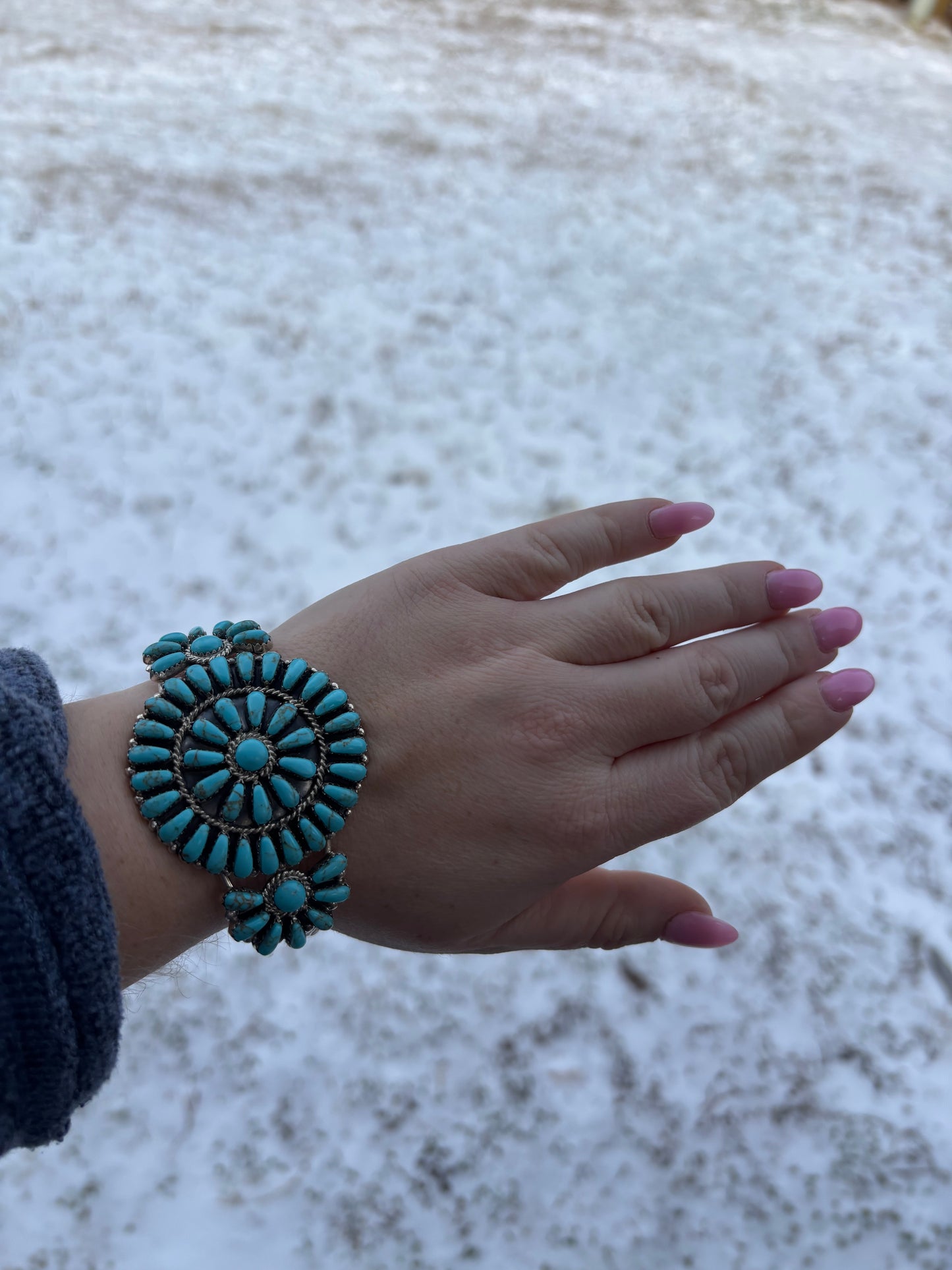Turquoise Large Circle Needle Cluster Cuff