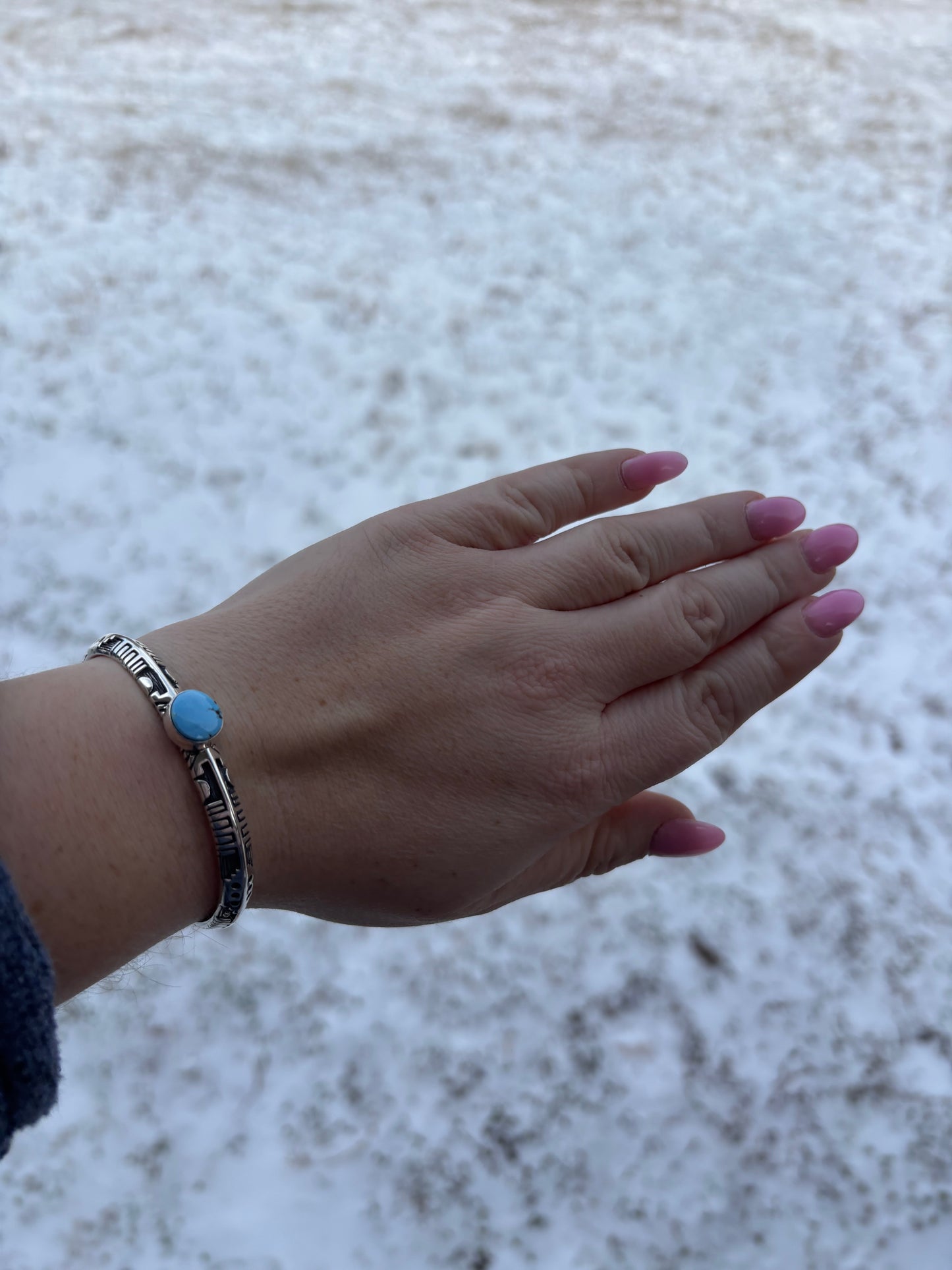 Golden Hills Skinny Stamped Band Single Stone Cuff
